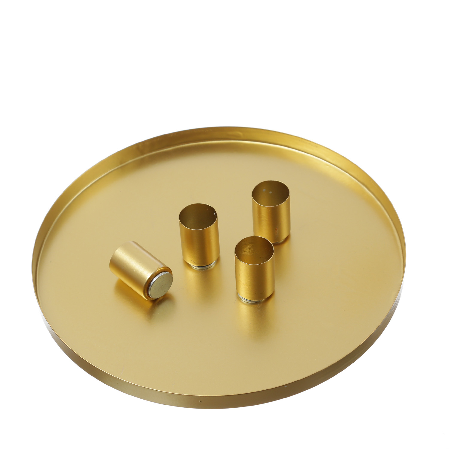 Stabkerzenhalter magnetisch - Kerzenständer für 4 Stabkerzen - Kerzentablett - D: 25cm - gold Stabkerzenhalter magnetisch - Kerzenständer für 4 Stabkerzen - Kerzentablett - D: 25cm - gold