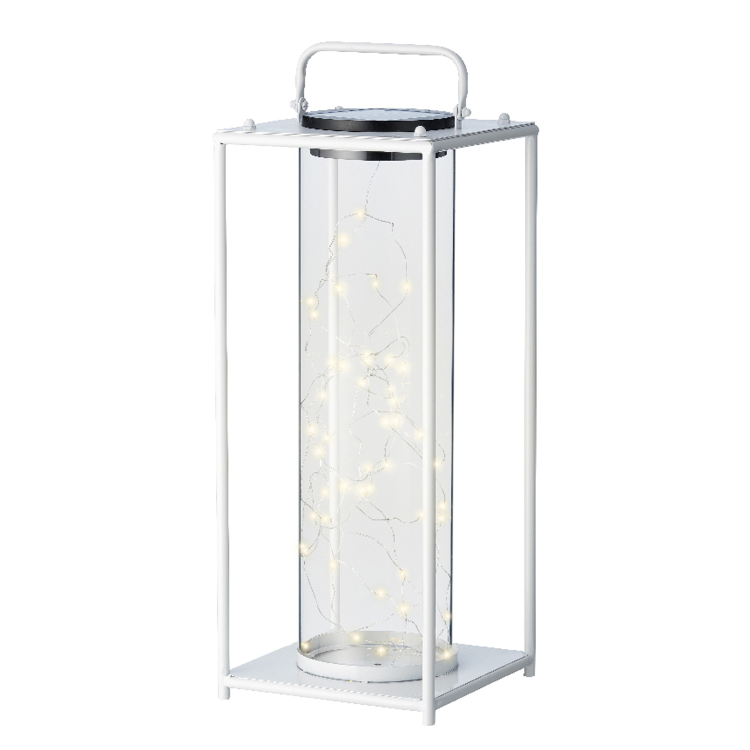 LED Solar Laterne - 50 warmweiße LED an Drahtlichterkette - Lichtsensor - H: 49cm - weiß LED Solar Laterne - 50 warmweiße LED an Drahtlichterkette - Lichtsensor - H: 49cm - weiß