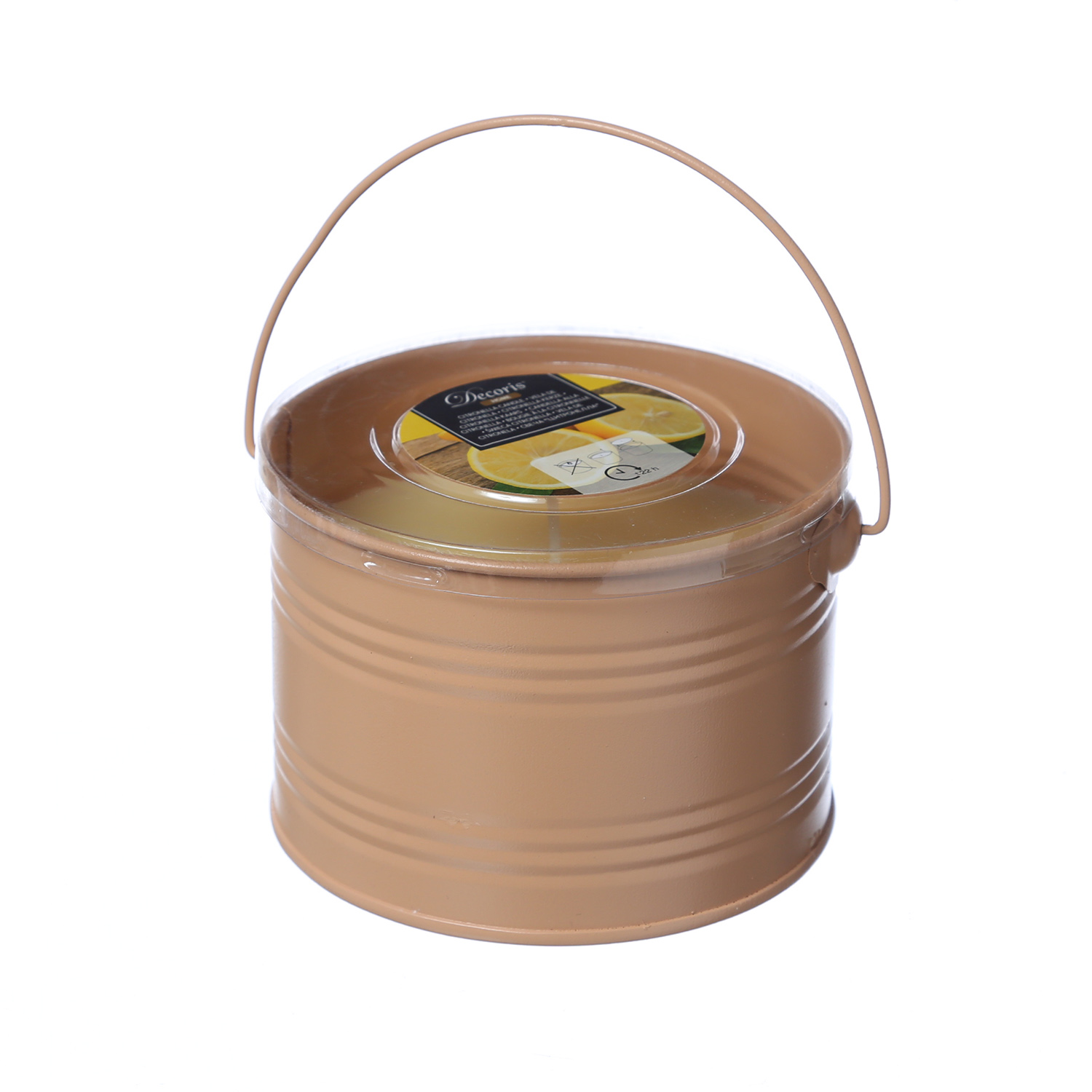 Duftkerze CITRONELLA - Echtwachs im Metalleimer - H: 8cm - gegen Stechmücken - orange