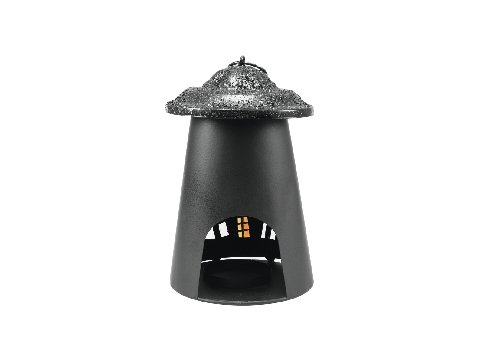 Laterne "Spukschloss" aus Metall - 23cm - mit Glasscheibe - für große Teelichter oder LED Kerzen Laterne "Spukschloss" aus Metall - 23cm - mit Glasscheibe - für große Teelichter oder LED Kerzen