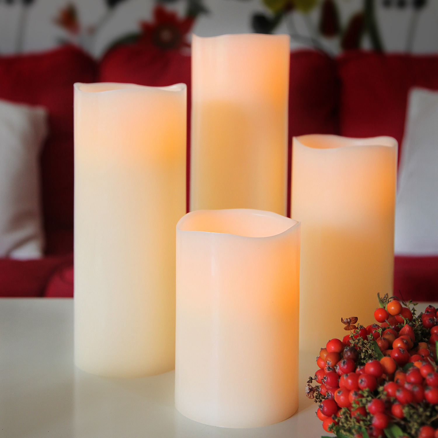 LED Kerze Big - Echtwachs - flackernde gelbe LED - Timer - Batteriebetrieb - H: 15cm D: 10cm - creme LED Kerze Big - Echtwachs - flackernde gelbe LED - Timer - Batteriebetrieb - H: 15cm D: 10cm - creme