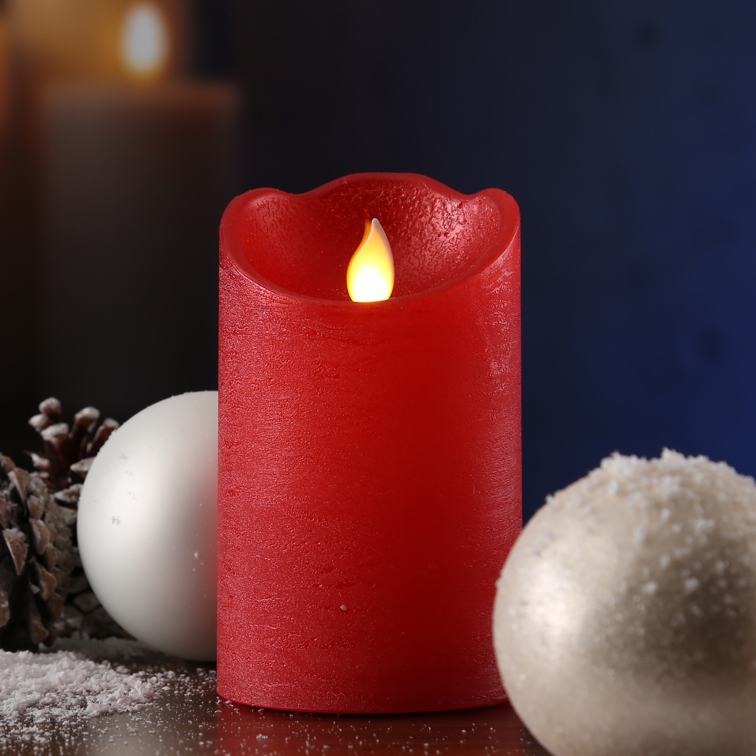 LED Kerze M-TWINKLE - Echtwachs - mechanisch bewegte Flamme - H: 12,5cm - D: 7,5cm - Timer - rot LED Kerze M-TWINKLE - Echtwachs - mechanisch bewegte Flamme - H: 12,5cm - D: 7,5cm - Timer - rot