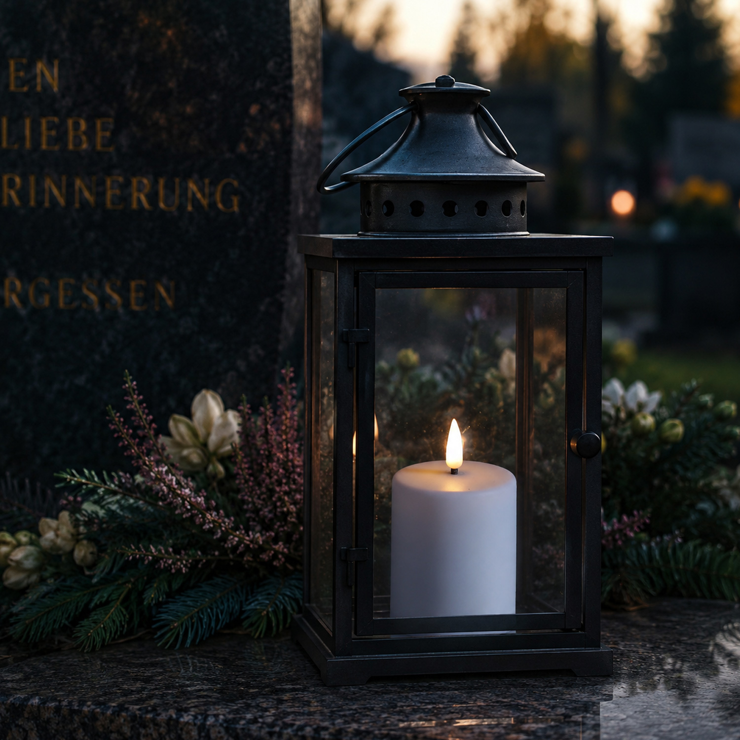LED Mini Kerzen/Grabkerzen - H: 10cm/D: 6,1cm - Timer/Sensor - für Innen/Außen - bis 1200h - 2er Set