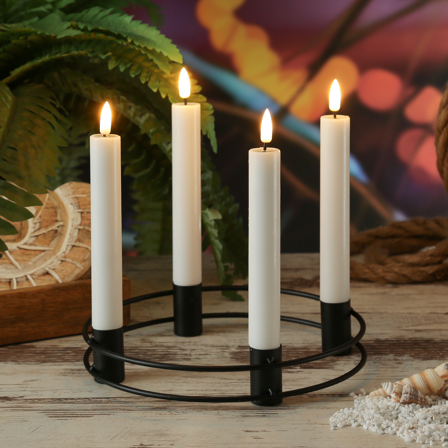 Stabkerzenhalter Adventskranz - Kerzenring - Kerzenständer - D: 20,5cm - schwarz