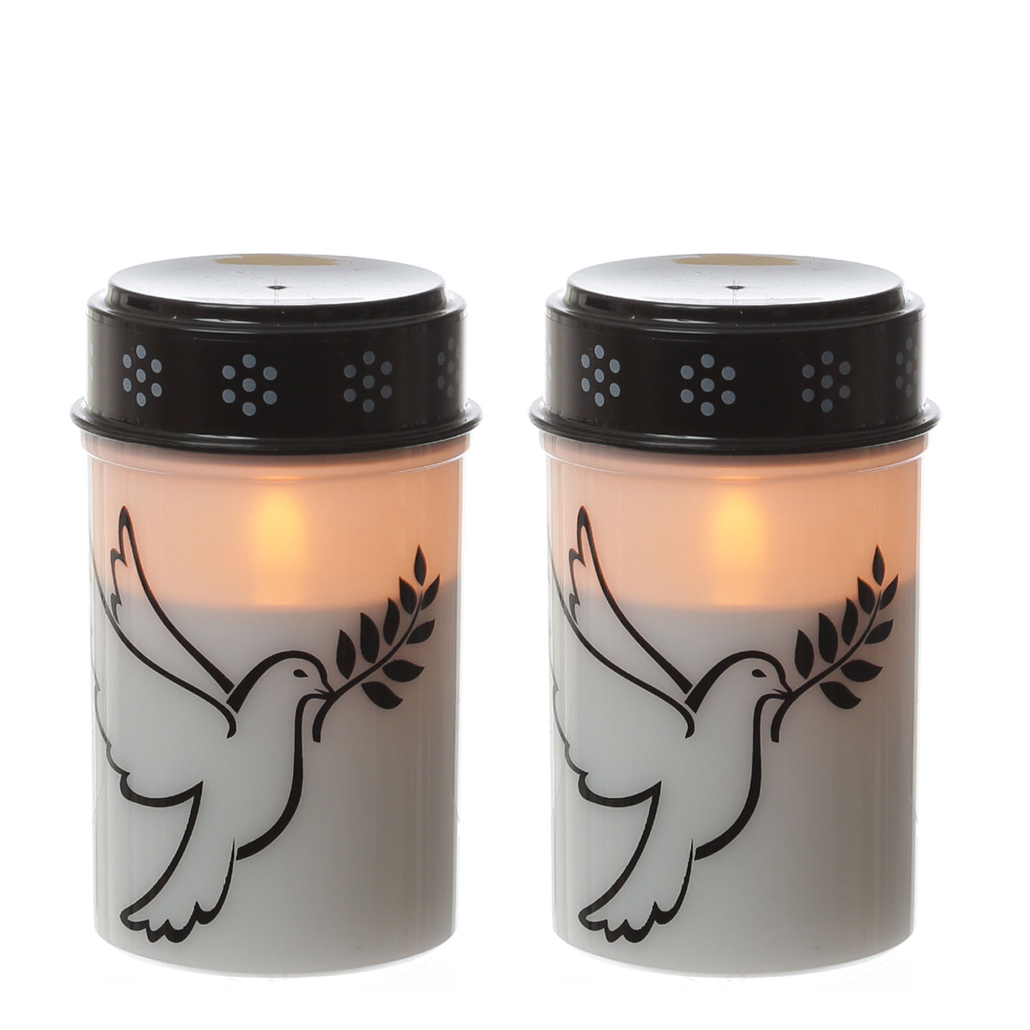 LED Grablichter/Grabkerzen Taube - bis 2500 Stunden - H: 12cm, D: 7cm - Timer - 2er Set LED Grablichter/Grabkerzen Taube - bis 2500 Stunden - H: 12cm, D: 7cm - Timer - 2er Set