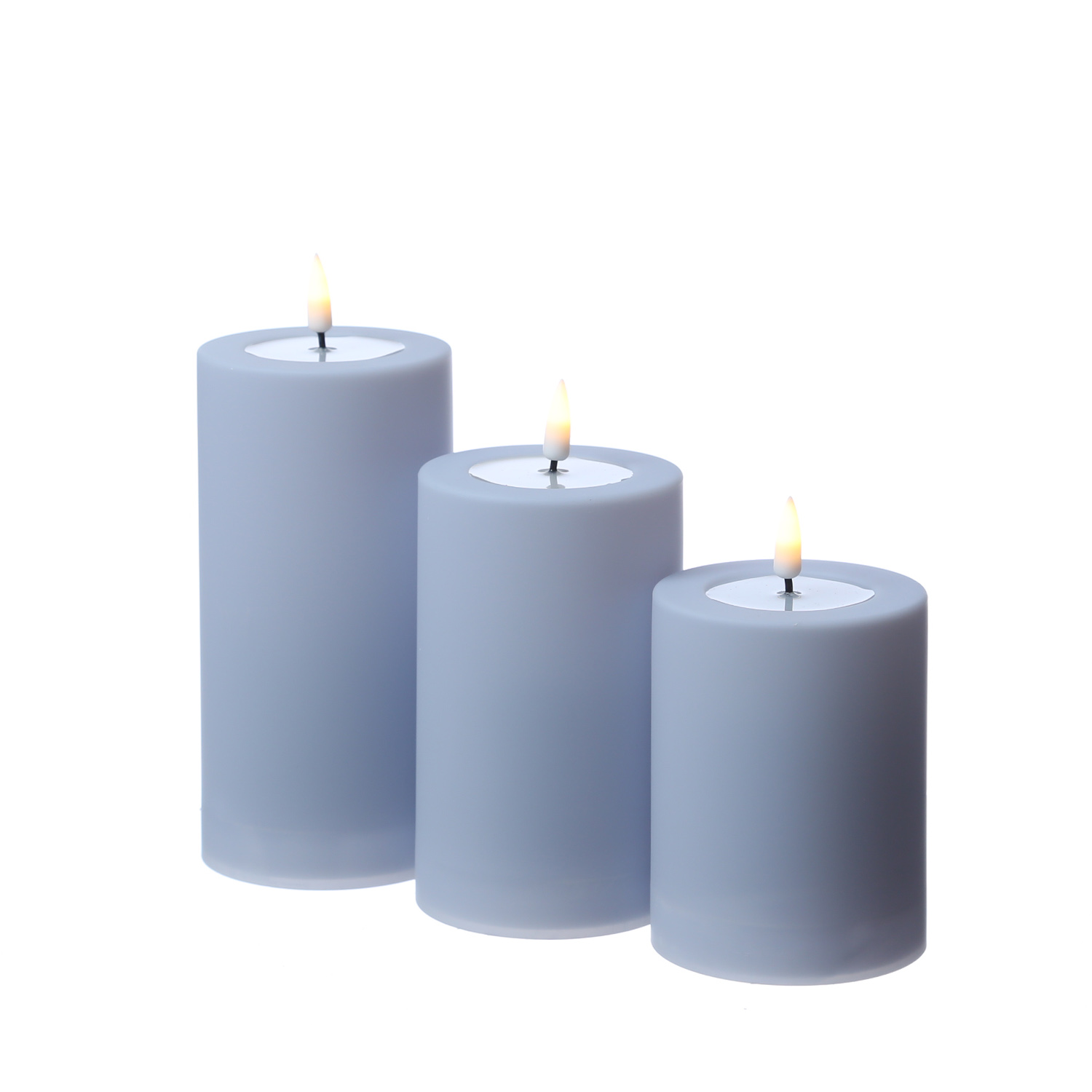 LED Stumpenkerze MIA - Kunststoff - realistische 3D Flamme - H: 10cm - outdoor - pastellblau LED Stumpenkerze MIA - Kunststoff - realistische 3D Flamme - H: 10cm - outdoor - pastellblau