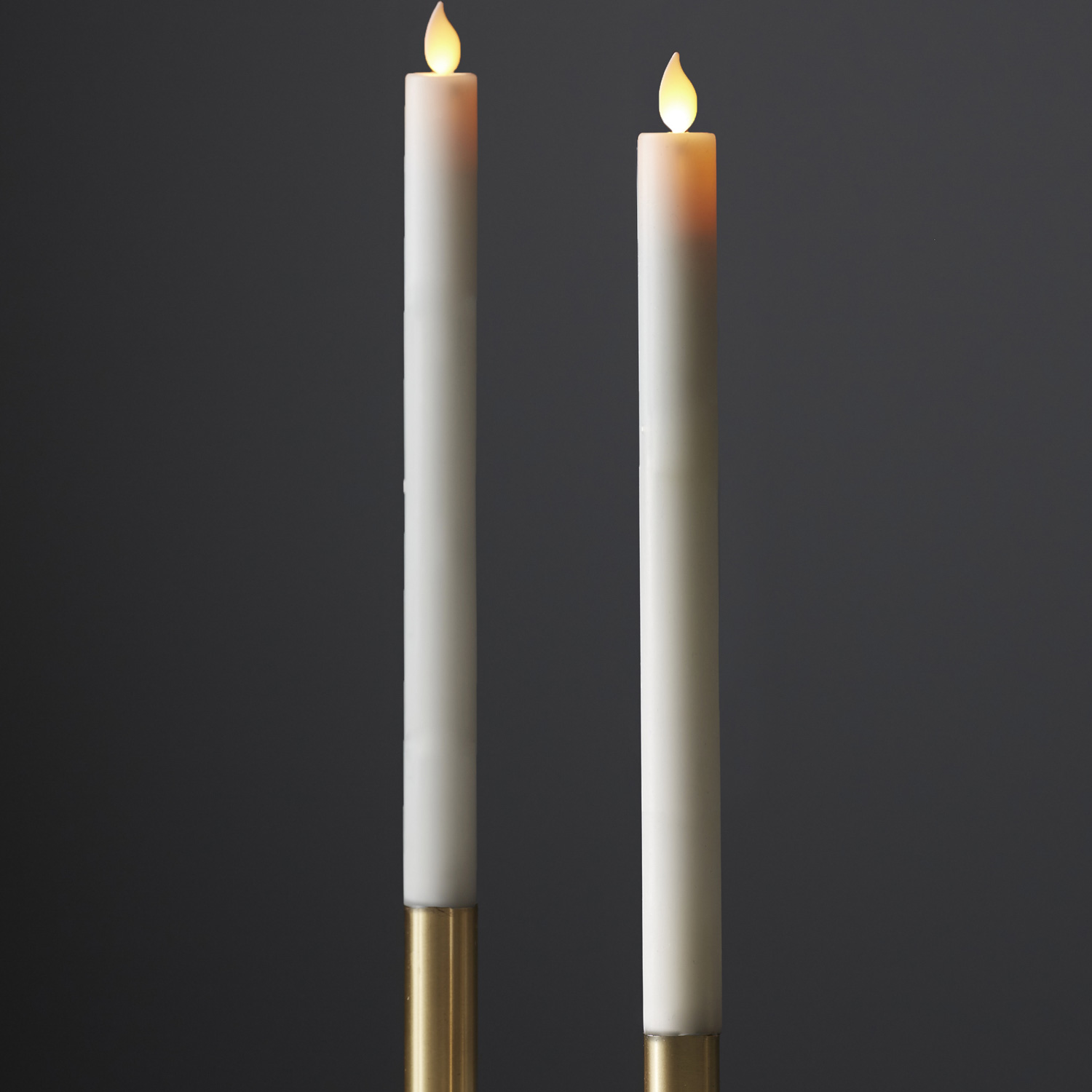 LED Stabkerze M-Twinkle - Echtwachs - mechanische Flamme - H: 24cm - Timer - weiß - 2er Set