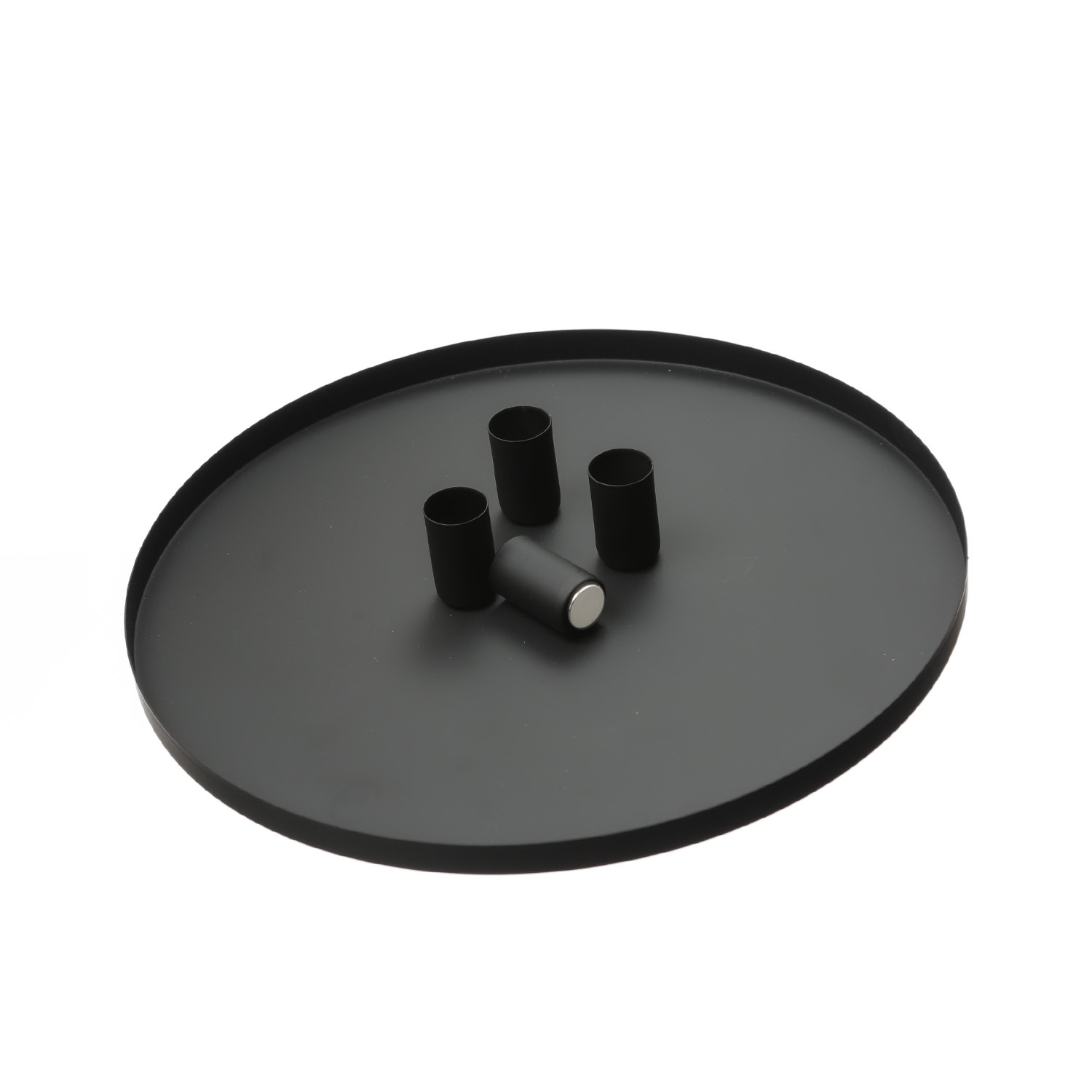 Stabkerzenhalter magnetisch - Kerzenständer für 4 Stabkerzen - Kerzentablett - D: 30cm - schwarz