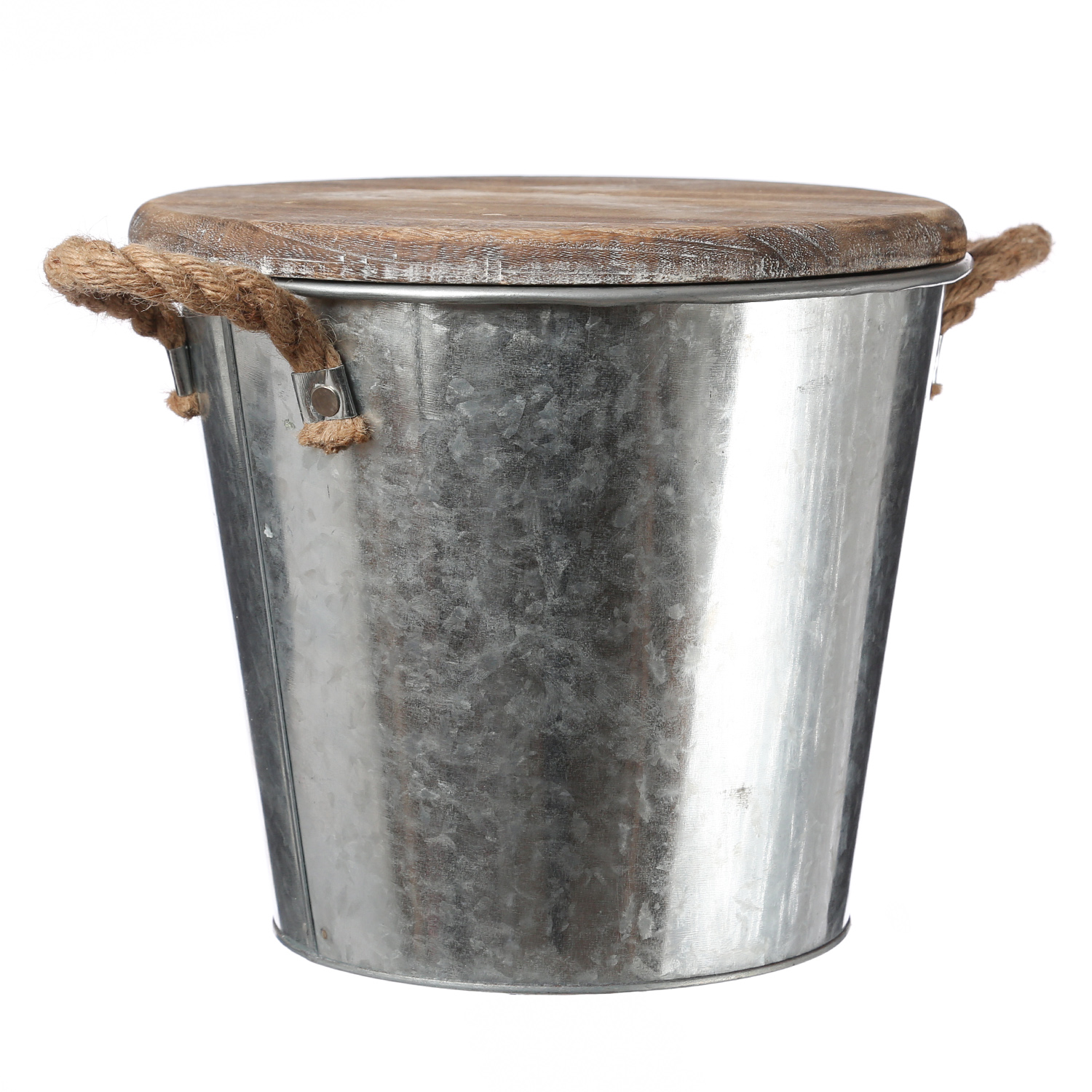 XL Duftkerze CITRONELLA - im Metalleimer mit Deckel - 3-Docht - Echwachs - H: 23cm -  silber