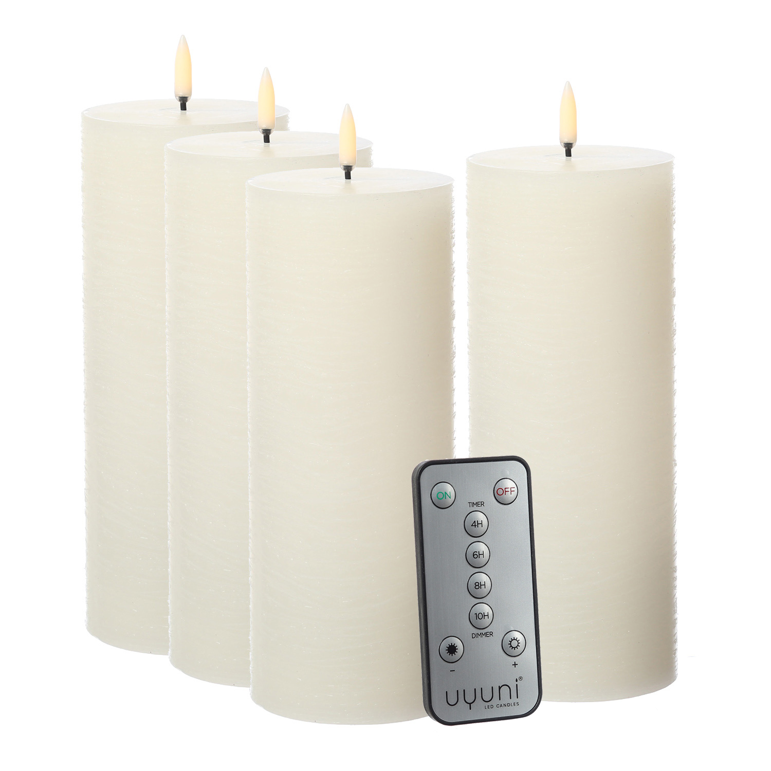 LED Kerzenset PIA - Rustik-Optik - H: 20cm - inkl. Batterien und Fernbedienung - creme - 4er Set LED Kerzenset PIA - Rustik-Optik - H: 20cm - inkl. Batterien und Fernbedienung - creme - 4er Set