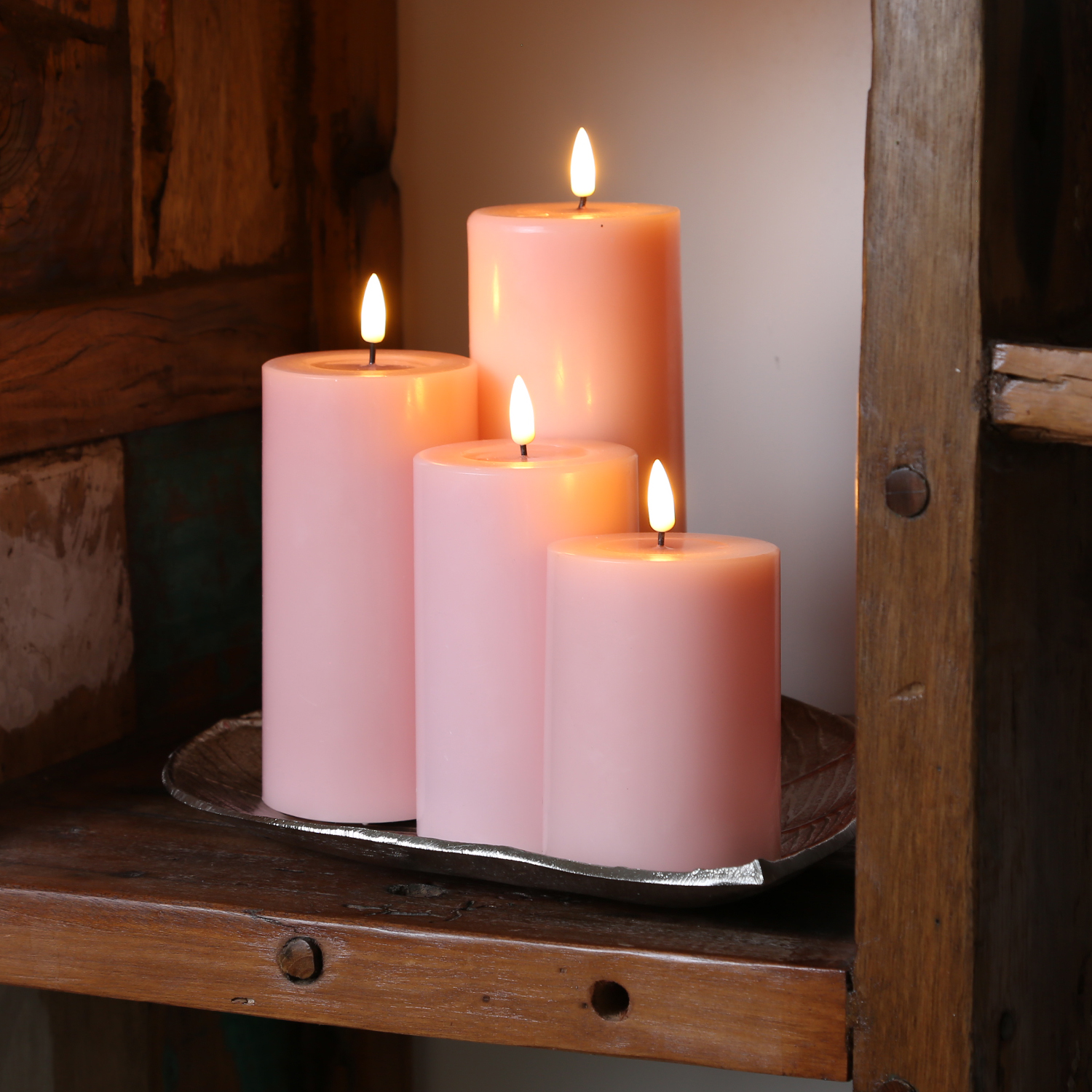 LED Stumpenkerze MIA - Echtwachs - realistische 3D Flamme - H: 12,5cm - Batteriebetrieb - rosa LED Stumpenkerze MIA - Echtwachs - realistische 3D Flamme - H: 12,5cm - Batteriebetrieb - rosa