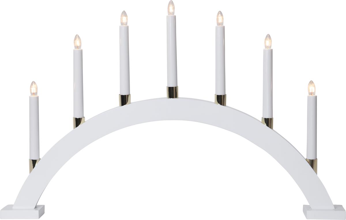 Lichterbogen GILLIAN - 7 warmweiße Glühlampen - L: 63cm, H: 40cm - Holz - Schalter - Weiß Lichterbogen GILLIAN - 7 warmweiße Glühlampen - L: 63cm, H: 40cm - Holz - Schalter - Weiß