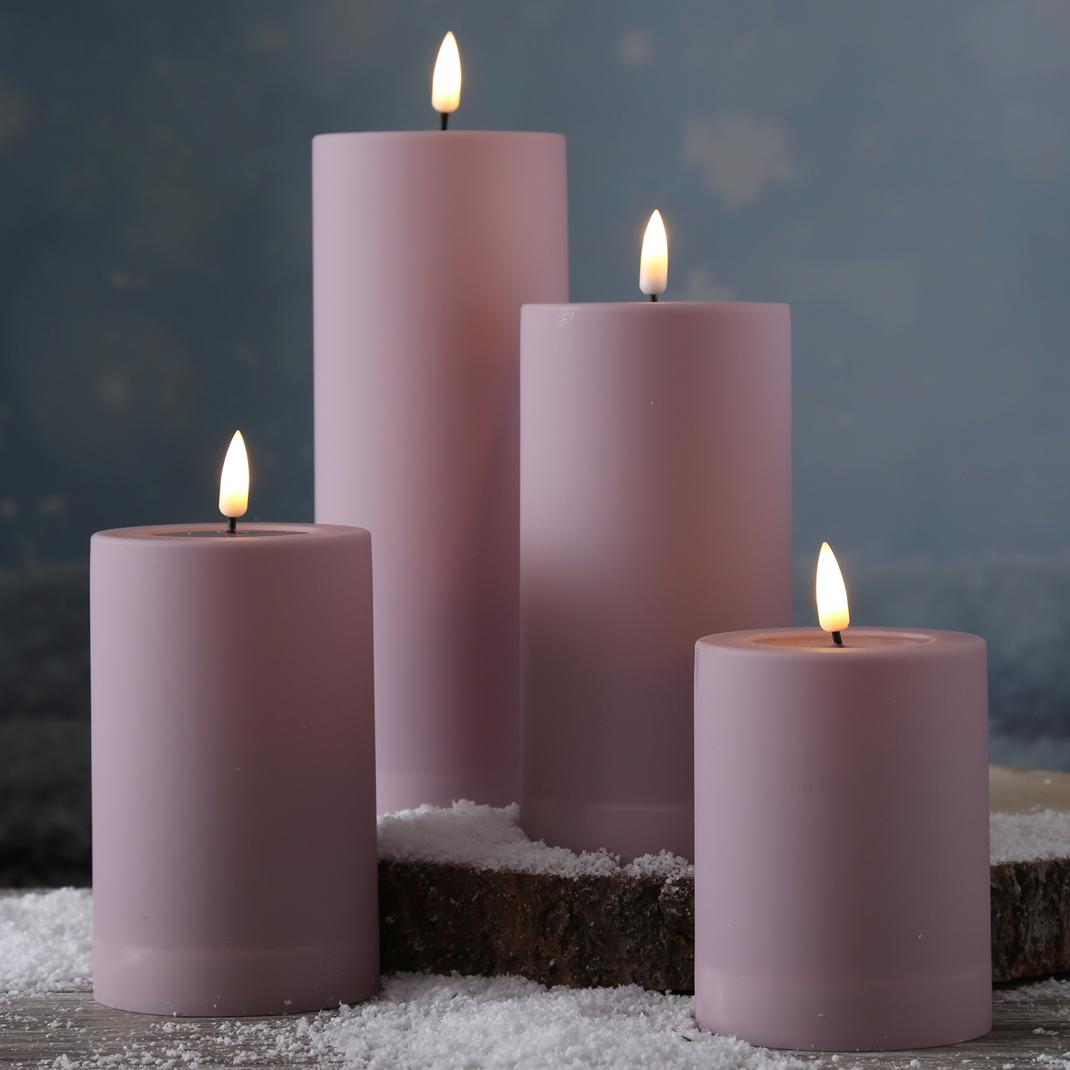 LED Stumpenkerze MIA - Kunststoff - realistische 3D Flamme - H: 15cm - outdoor - pastell lila LED Stumpenkerze MIA - Kunststoff - realistische 3D Flamme - H: 15cm - outdoor - pastell lila