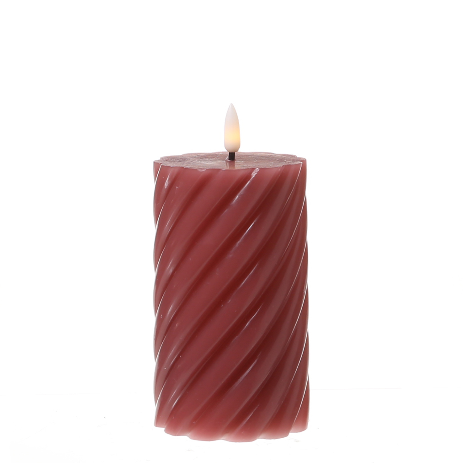 LED Stumpenkerze SWIRL - Echtwachs - warmweiße 3D Flamme - H: 15cm - Batterie - Timer - altrosa LED Stumpenkerze SWIRL - Echtwachs - warmweiße 3D Flamme - H: 15cm - Batterie - Timer - altrosa