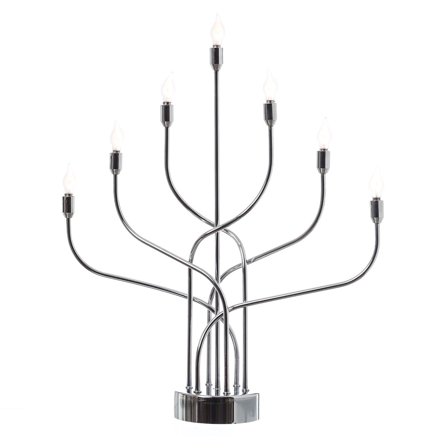 LED Fensterleuchter AURA - 7flammig - warmweiße LED - H: 46cm - Batteriebetrieb - Timer - silber LED Fensterleuchter AURA - 7flammig - warmweiße LED - H: 46cm - Batteriebetrieb - Timer - silber