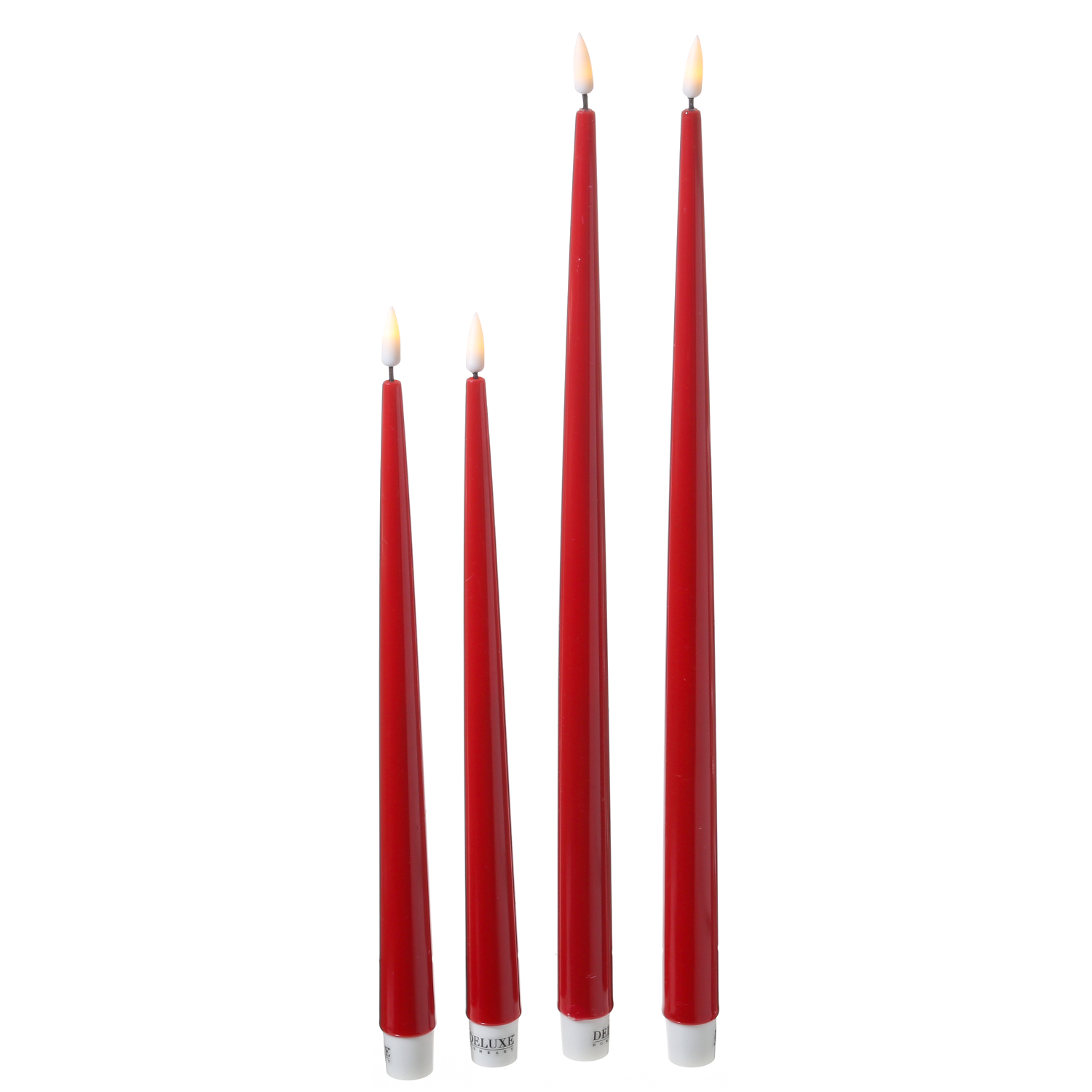 LED Stabkerzen ELLA - Echtwachs - realistische 3D Flamme - H: 38cm - rot - 2 Stück