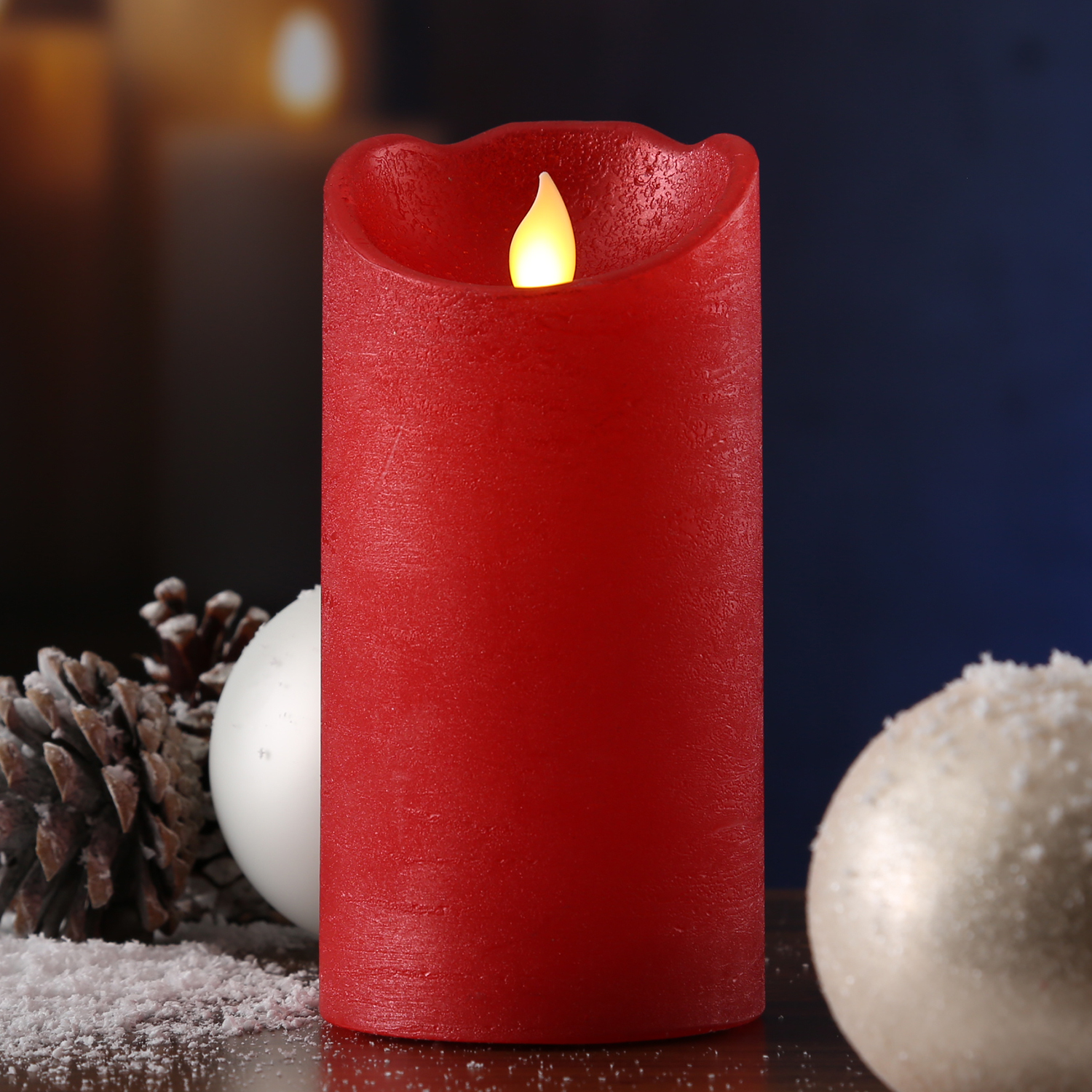 LED Kerze M-TWINKLE - Echtwachs - mechanisch bewegte Flamme - H: 15cm - D: 7,5cm - Timer - rot LED Kerze M-TWINKLE - Echtwachs - mechanisch bewegte Flamme - H: 15cm - D: 7,5cm - Timer - rot