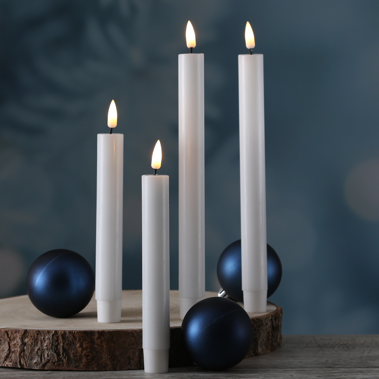 LED Stabkerzen MIA - Echtwachs - realistische 3D Flamme - H: 15cm - Batteriebetrieb - weiß - 2 Stk