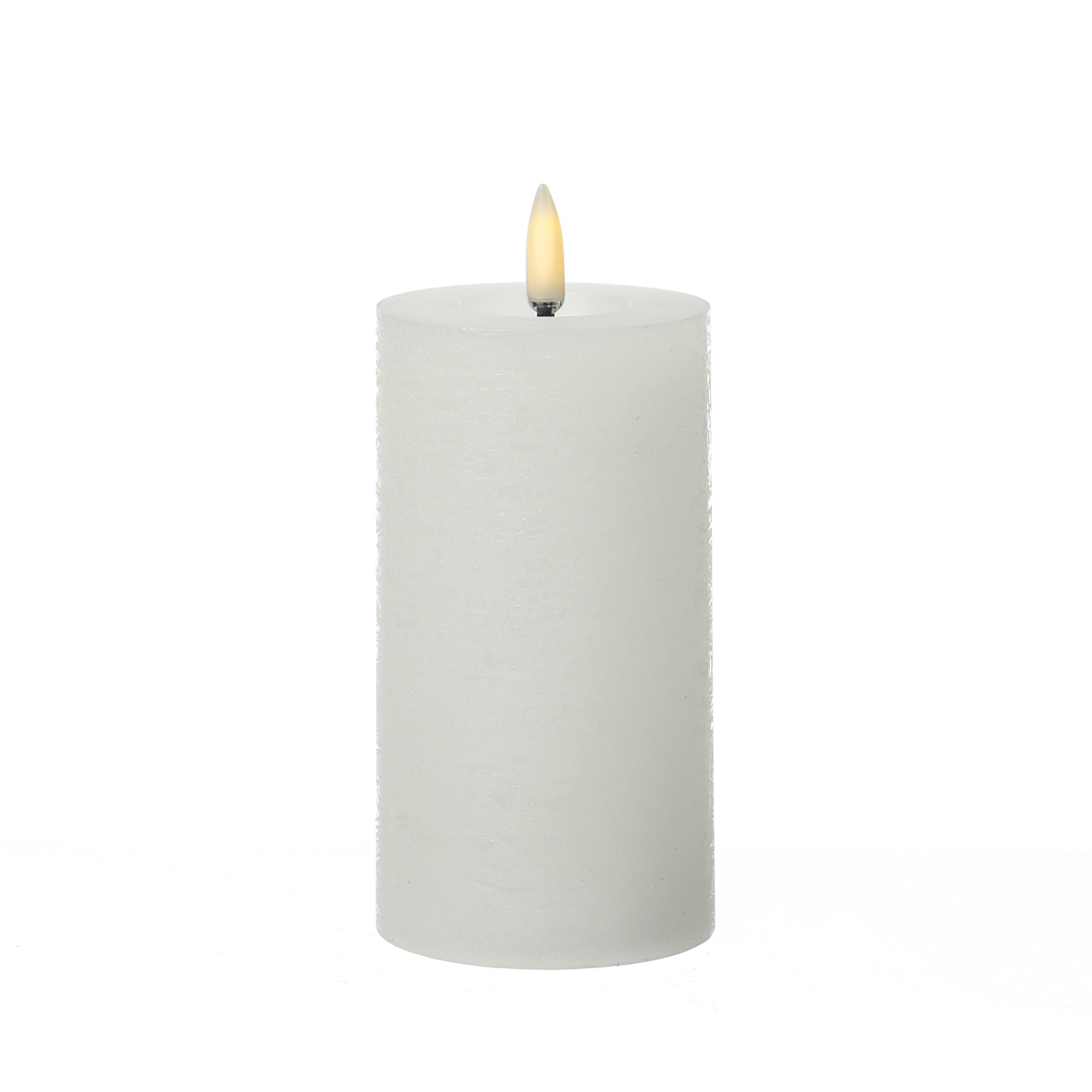 LED Kerze LINA - Rustik-Optik - Echtwachs - 3D Flamme - H: 15cm - D: 7cm - Batterie - Timer - weiß LED Kerze LINA - Rustik-Optik - Echtwachs - 3D Flamme - H: 15cm - D: 7cm - Batterie - Timer - weiß