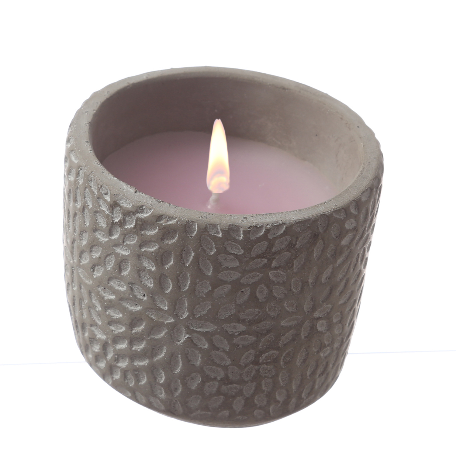 Duftkerze CITRONELLA - Echtwachs in Beton - H: 9,5cm - gegen Stechmücken - rosa