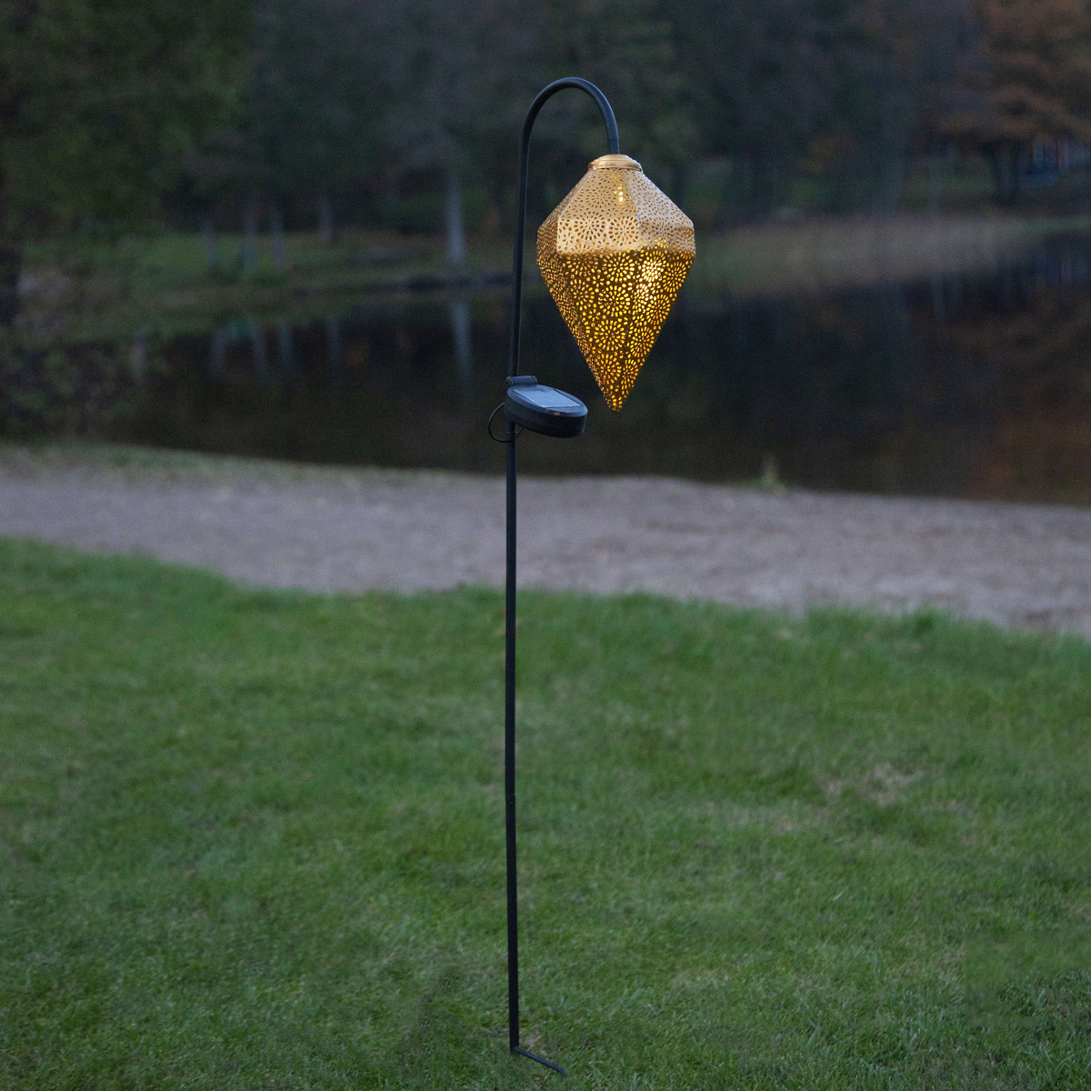 LED Solar Gartenstecker BOLILLA - gold - weiße LED - H: 80cm - Dämmerungssensor