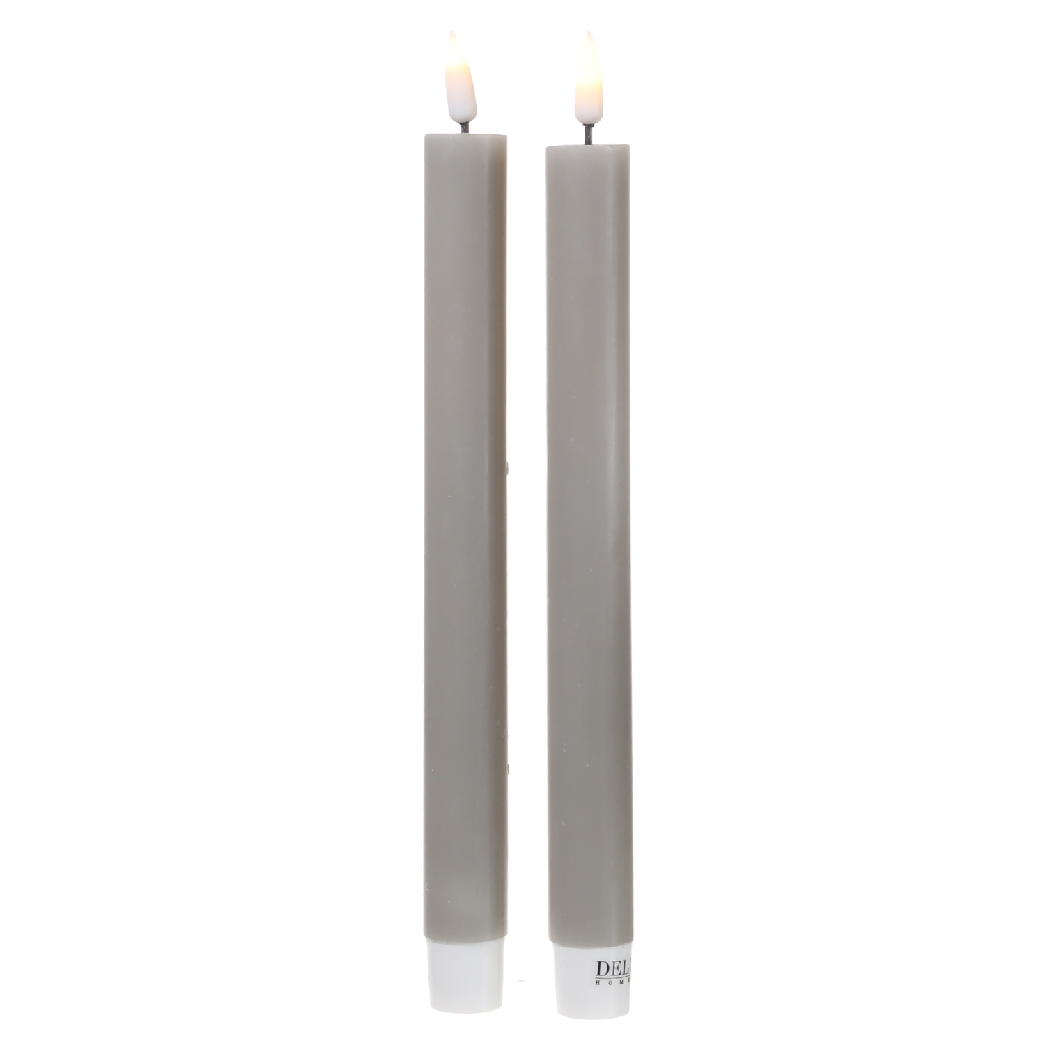 LED Stabkerzen MIA - Echtwachs - realistische 3D Flamme - H: 24cm - sand/taupe - 2 Stk