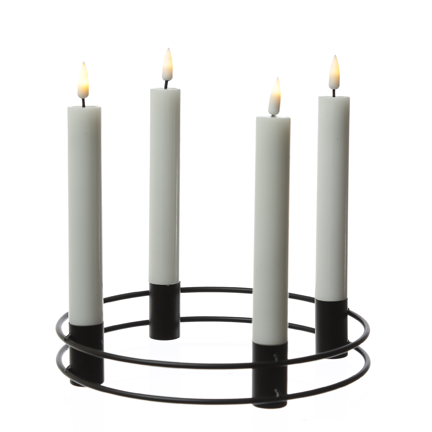 Stabkerzenhalter Adventskranz - Kerzenring - Kerzenständer - D: 20,5cm - schwarz