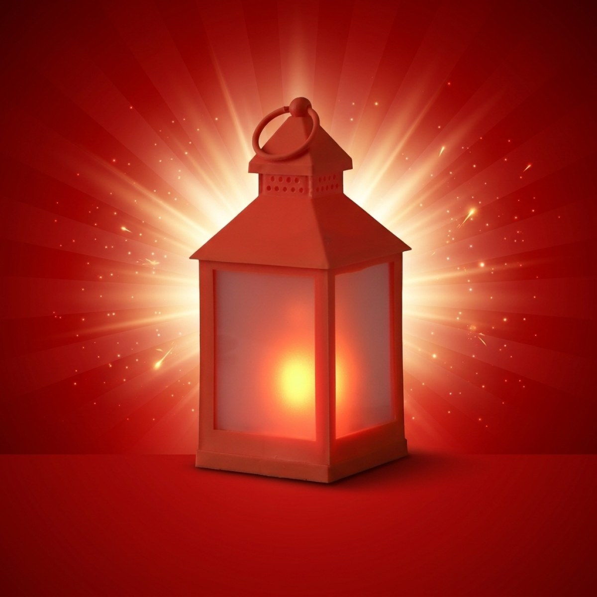 LED Laterne - mit Flammeneffekt - flackernde LED - H: 24cm - Batteriebetrieb - orange
