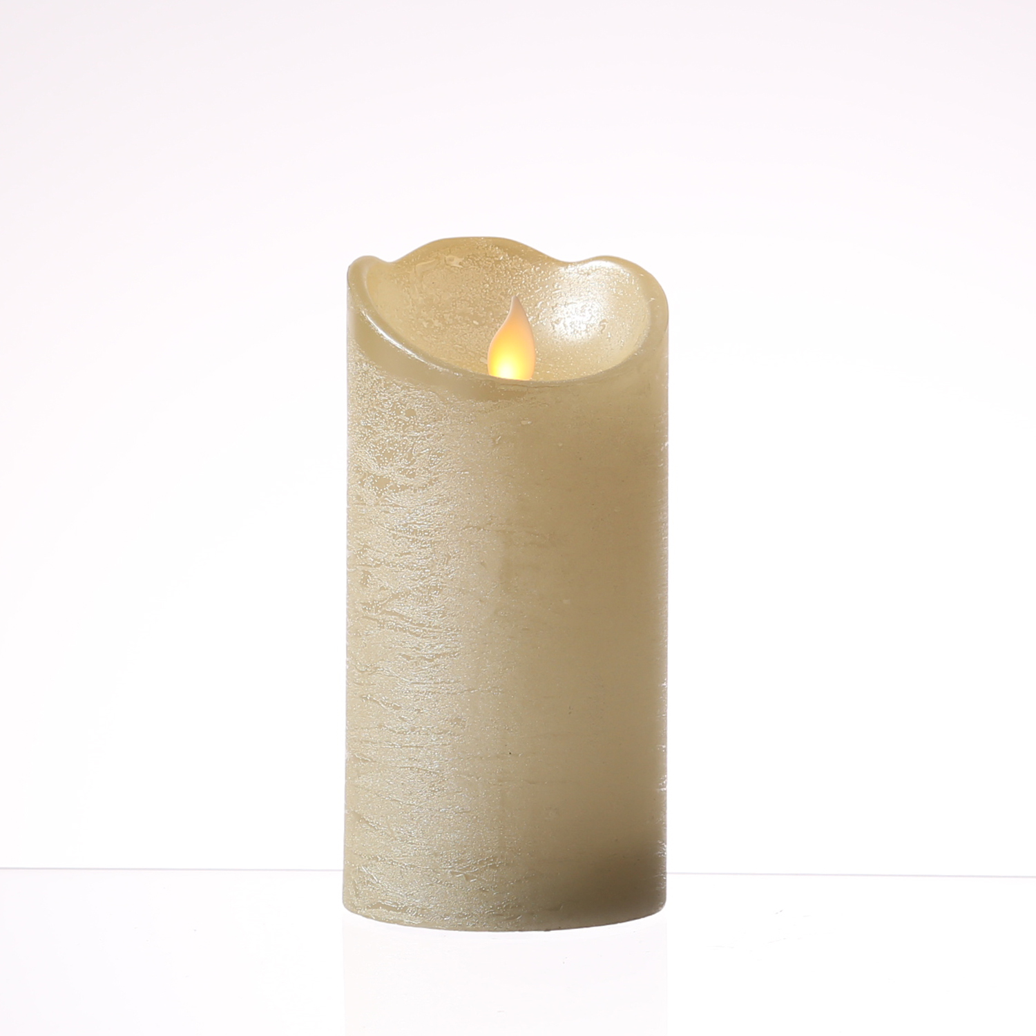 LED Kerze M-TWINKLE - Echtwachs - mechanisch bewegte Flamme - H: 15cm - Timer - creme glänzend