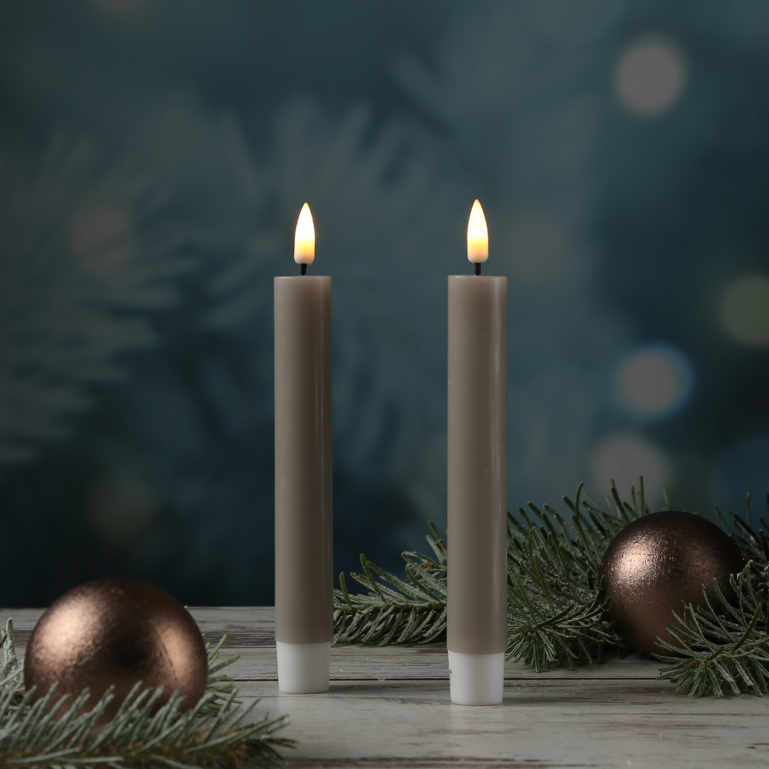 LED Stabkerzen MIA - Echtwachs - realistische 3D Flamme - H: 15cm - sand/taupe - 2 Stk LED Stabkerzen MIA - Echtwachs - realistische 3D Flamme - H: 15cm - sand/taupe - 2 Stk