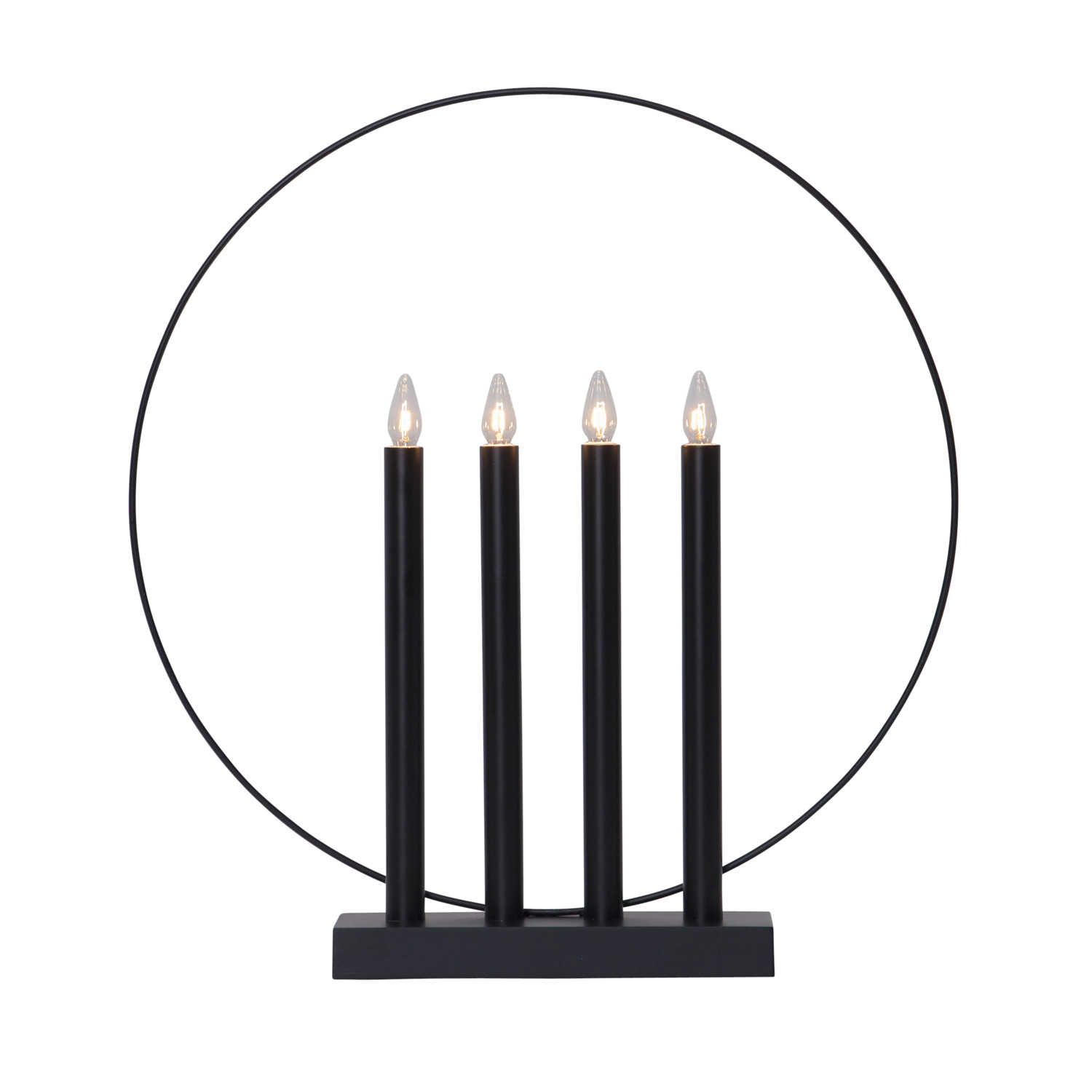 Fensterleuchter "Glory" - 4flammig - warmweiße Glühlampen - H: 45cm - Schalter - Schwarz Fensterleuchter "Glory" - 4flammig - warmweiße Glühlampen - H: 45cm - Schalter - Schwarz