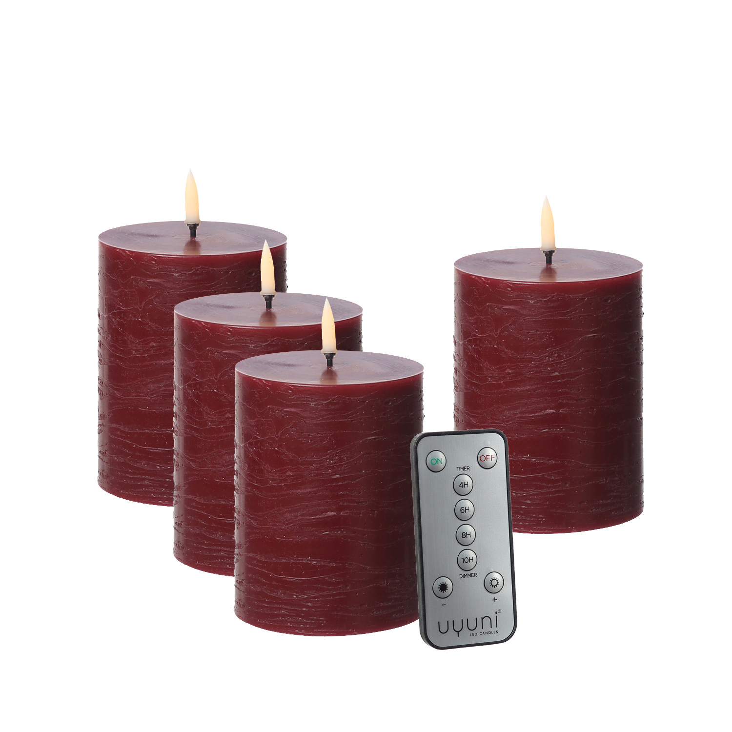LED Kerzenset PIA - Rustik-Optik - H: 10cm - inkl. Batterien und Fernbedienung - rot - 4er Set LED Kerzenset PIA - Rustik-Optik - H: 10cm - inkl. Batterien und Fernbedienung - rot - 4er Set