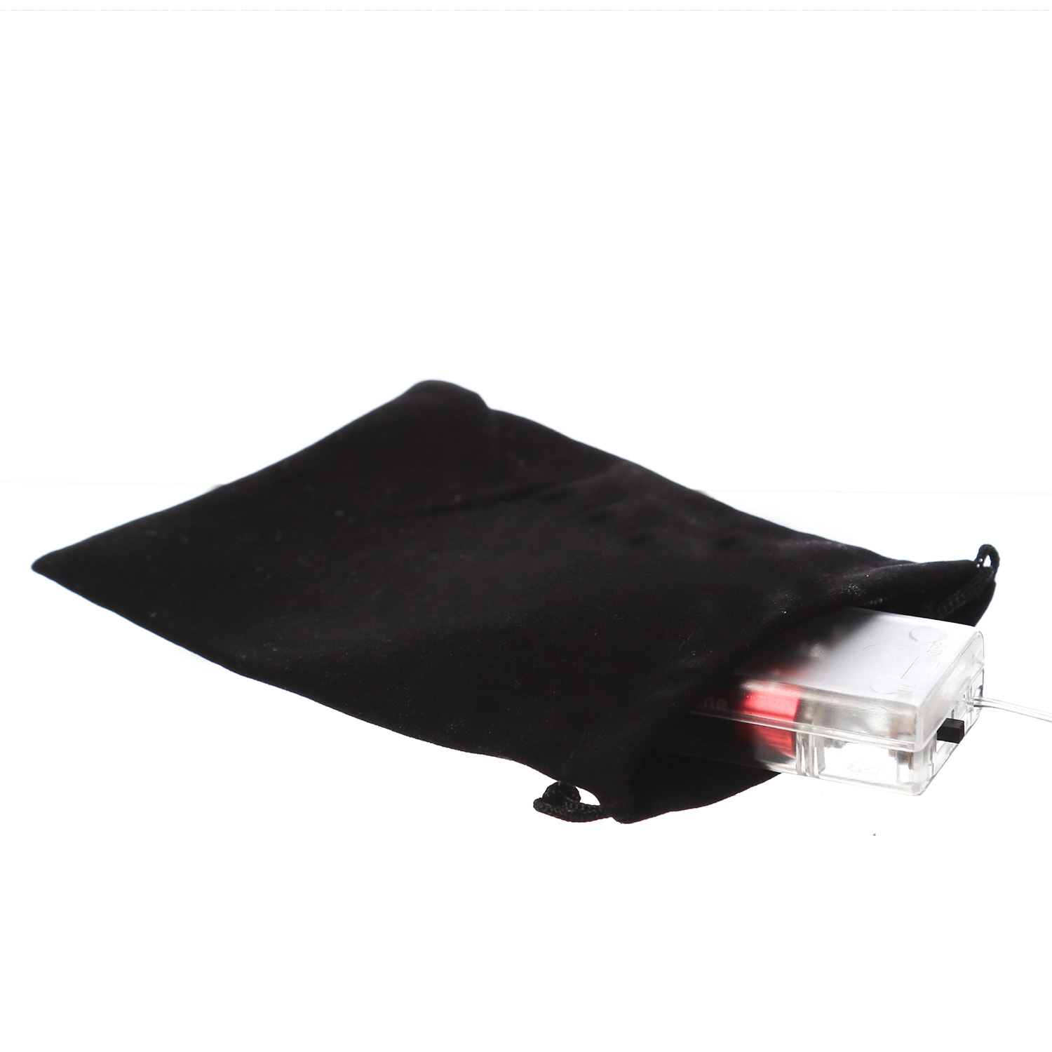 Samtbeutel - Batteriesäckchen mit Zugbändern - Beutel für Batteriefach - H: 14cm - schwarz Samtbeutel - Batteriesäckchen mit Zugbändern - Beutel für Batteriefach - H: 14cm - schwarz