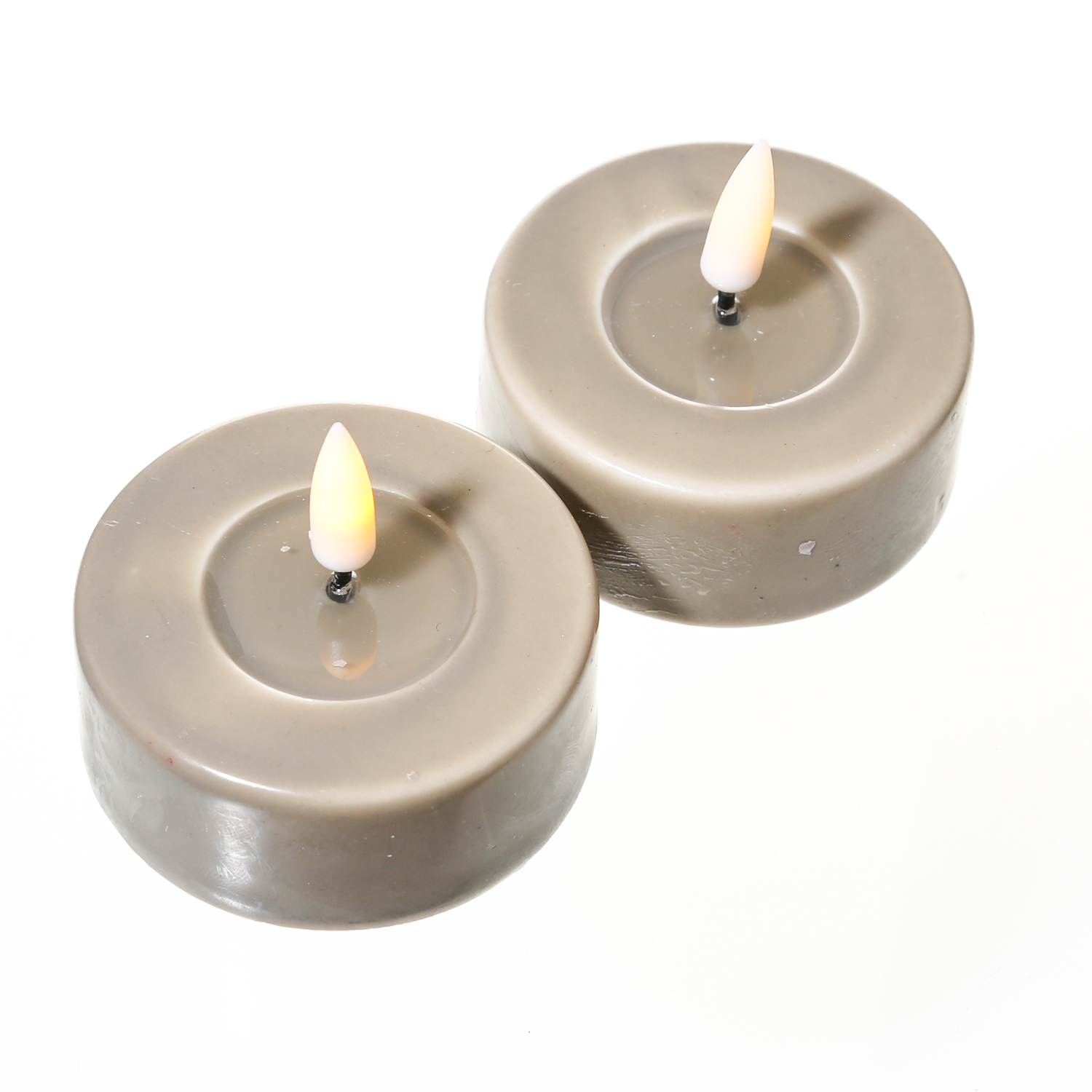 LED Teelichter MIA - Kunststoff - realistische 3D Flamme - D: 6,1cm - sand/taupe - 2 Stk. LED Teelichter MIA - Kunststoff - realistische 3D Flamme - D: 6,1cm - sand/taupe - 2 Stk.