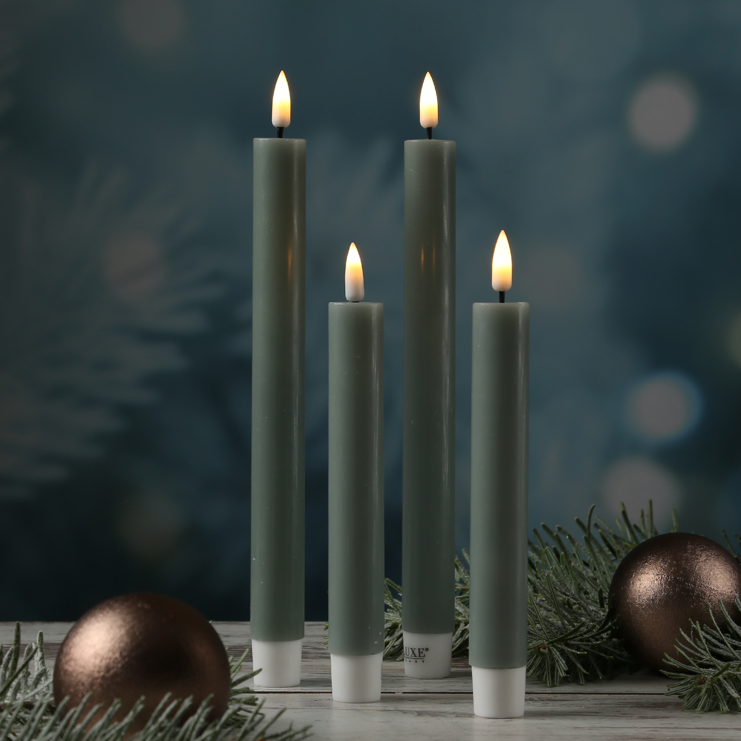 LED Stabkerzen MIA - Echtwachs - realistische 3D Flamme - H- 15cm - salbeigrün - 2 Stk LED Stabkerzen MIA - Echtwachs - realistische 3D Flamme - H- 15cm - salbeigrün - 2 Stk