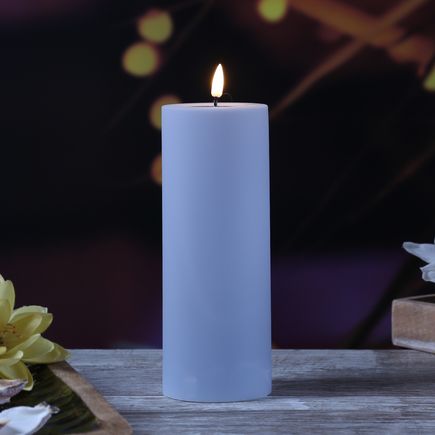 LED Stumpenkerze MIA - Kunststoff - realistische 3D Flamme - H: 20cm - outdoor - pastellblau LED Stumpenkerze MIA - Kunststoff - realistische 3D Flamme - H: 20cm - outdoor - pastellblau