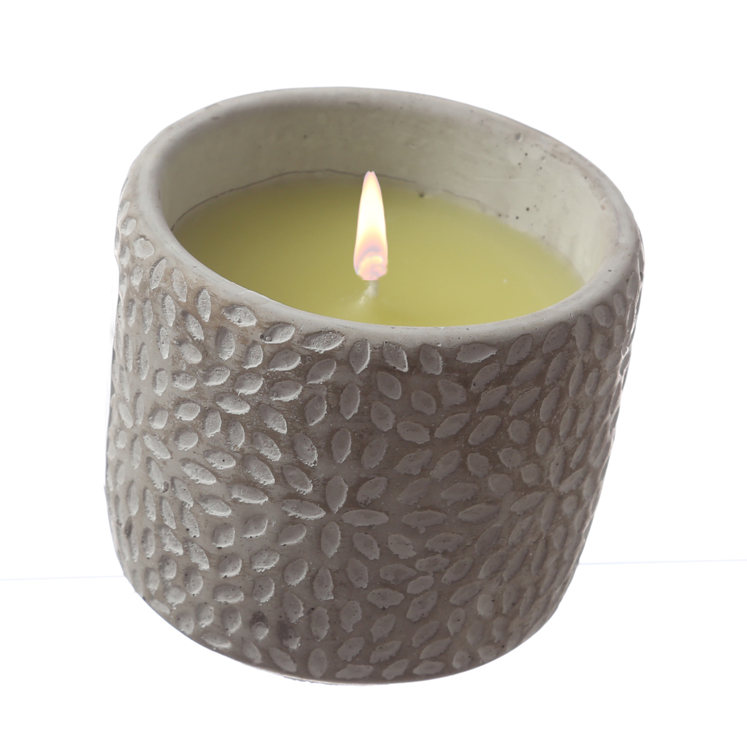 Duftkerze CITRONELLA - Echtwachs imn Betontopf - H: 9,5cm - gegen Stechmücken - gelb