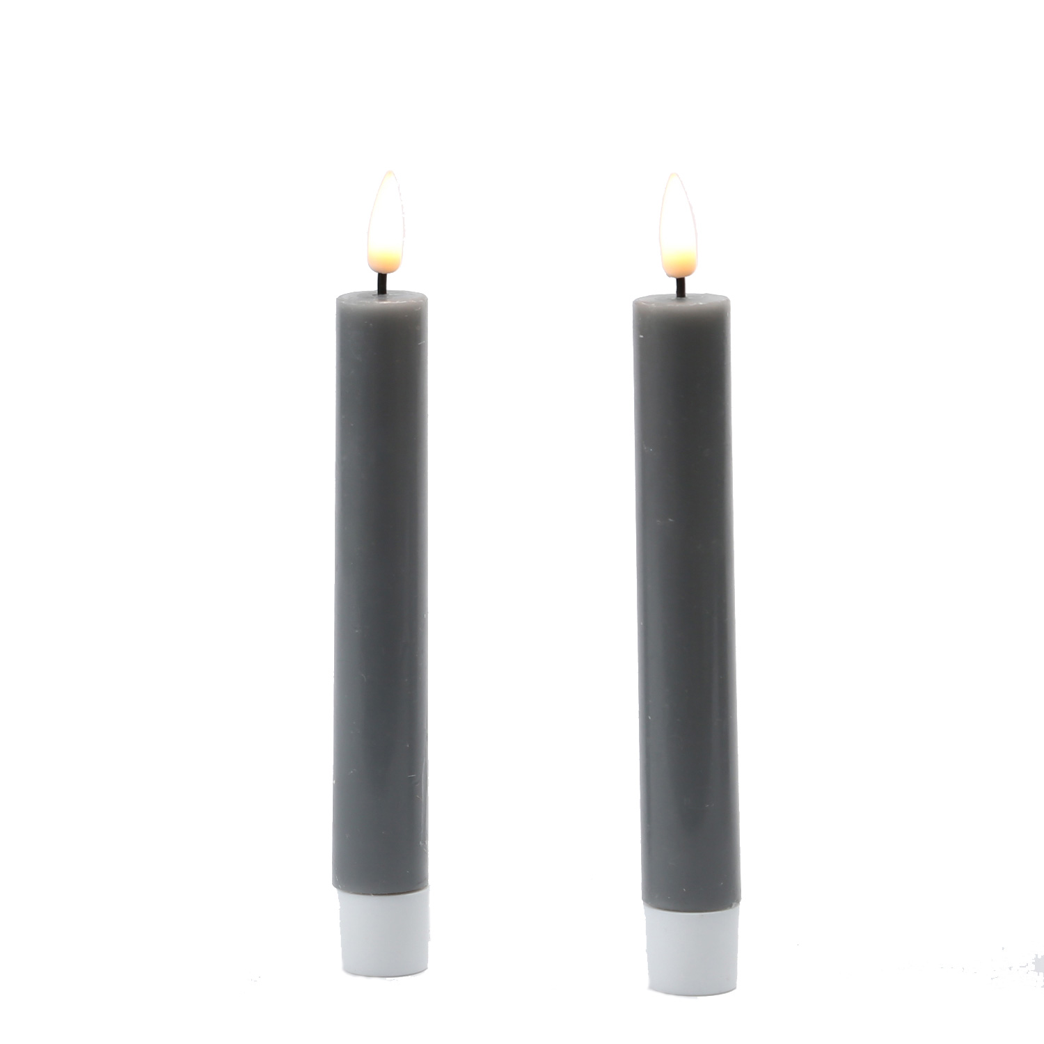 LED Stabkerzen MIA - Echtwachs - realistische 3D Flamme - H: 15cm - Batteriebetrieb - grau - 2 Stk