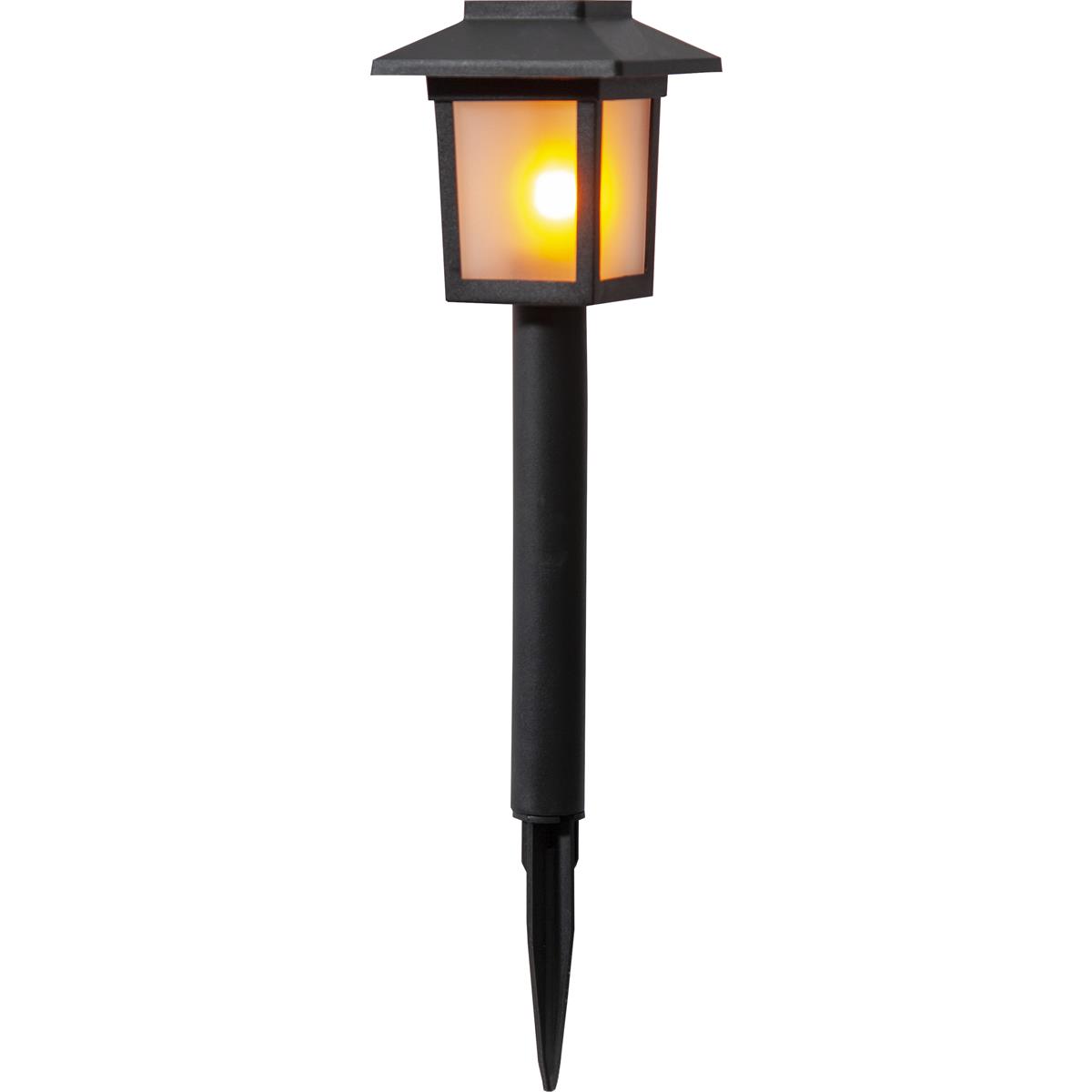 LED Solar Wegleuchte FLAME - gelbe LED mit bewegtem Feuereffekt - inkl. Akku - schwarz - 2er Set