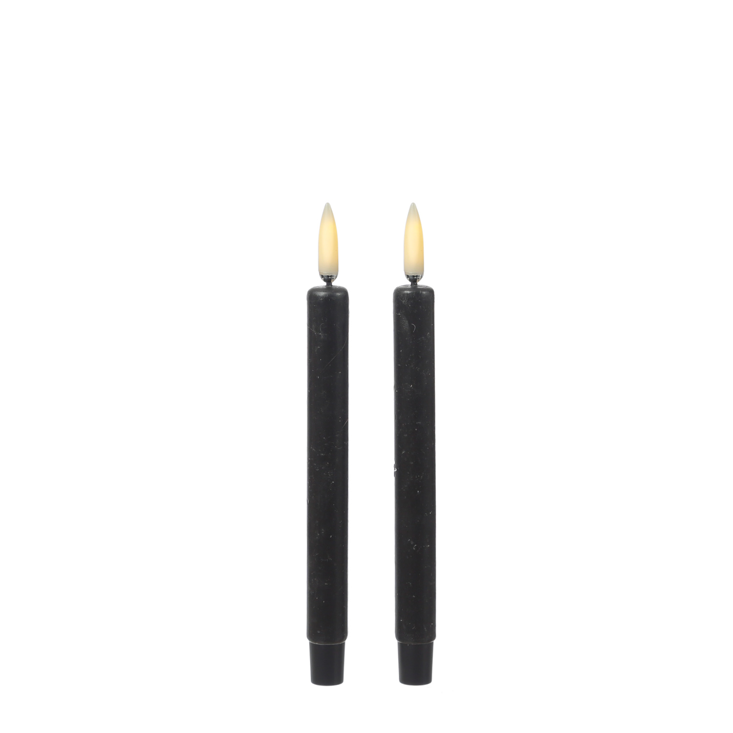 LED Stabkerzen THEA - dünne Tafelkerzen - Echtwachs - H: 16,6cm - D: 1,3cm - schwarz - 2 Stück LED Stabkerzen THEA - dünne Tafelkerzen - Echtwachs - H: 16,6cm - D: 1,3cm - schwarz - 2 Stück