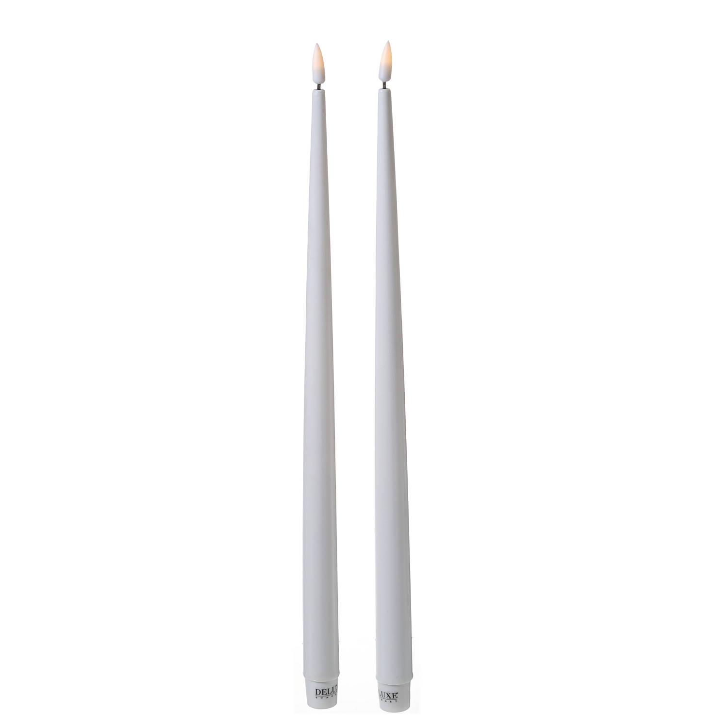 LED Stabkerzen ELLA - Echtwachs - realistische 3D Flamme - H: 38cm - weiß - 2 Stück LED Stabkerzen ELLA - Echtwachs - realistische 3D Flamme - H: 38cm - weiß - 2 Stück
