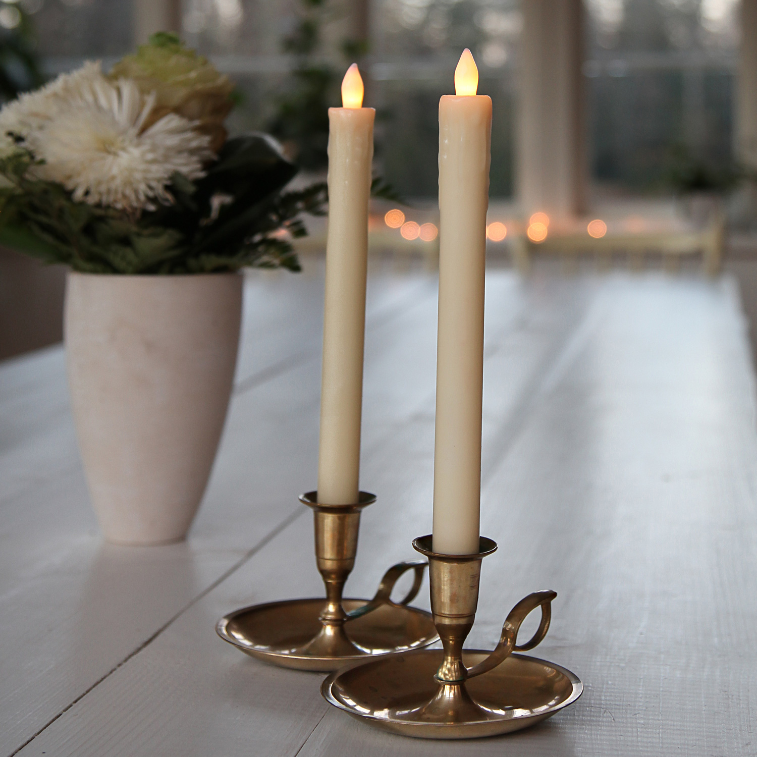 LED Stabkerze Presse -  Echtwachs - flackernde warmweiße LED - H: 25cm - creme - 2er Set LED Stabkerze Presse -  Echtwachs - flackernde warmweiße LED - H: 25cm - creme - 2er Set