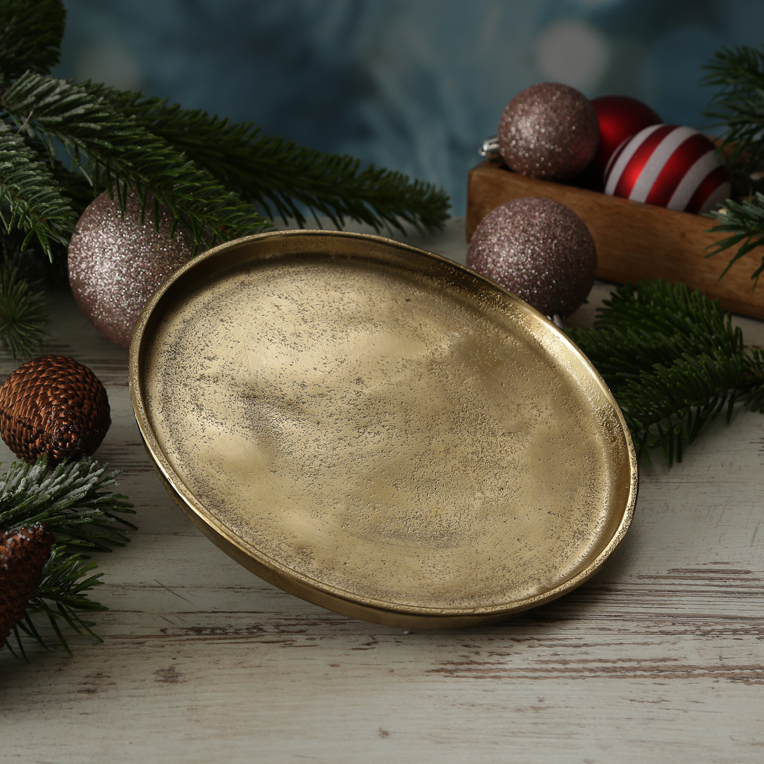 Dekoteller - Dekotablett - Kerzenteller - Aluminium - D: 20cm - rund - gold Dekoteller - Dekotablett - Kerzenteller - Aluminium - D: 20cm - rund - gold