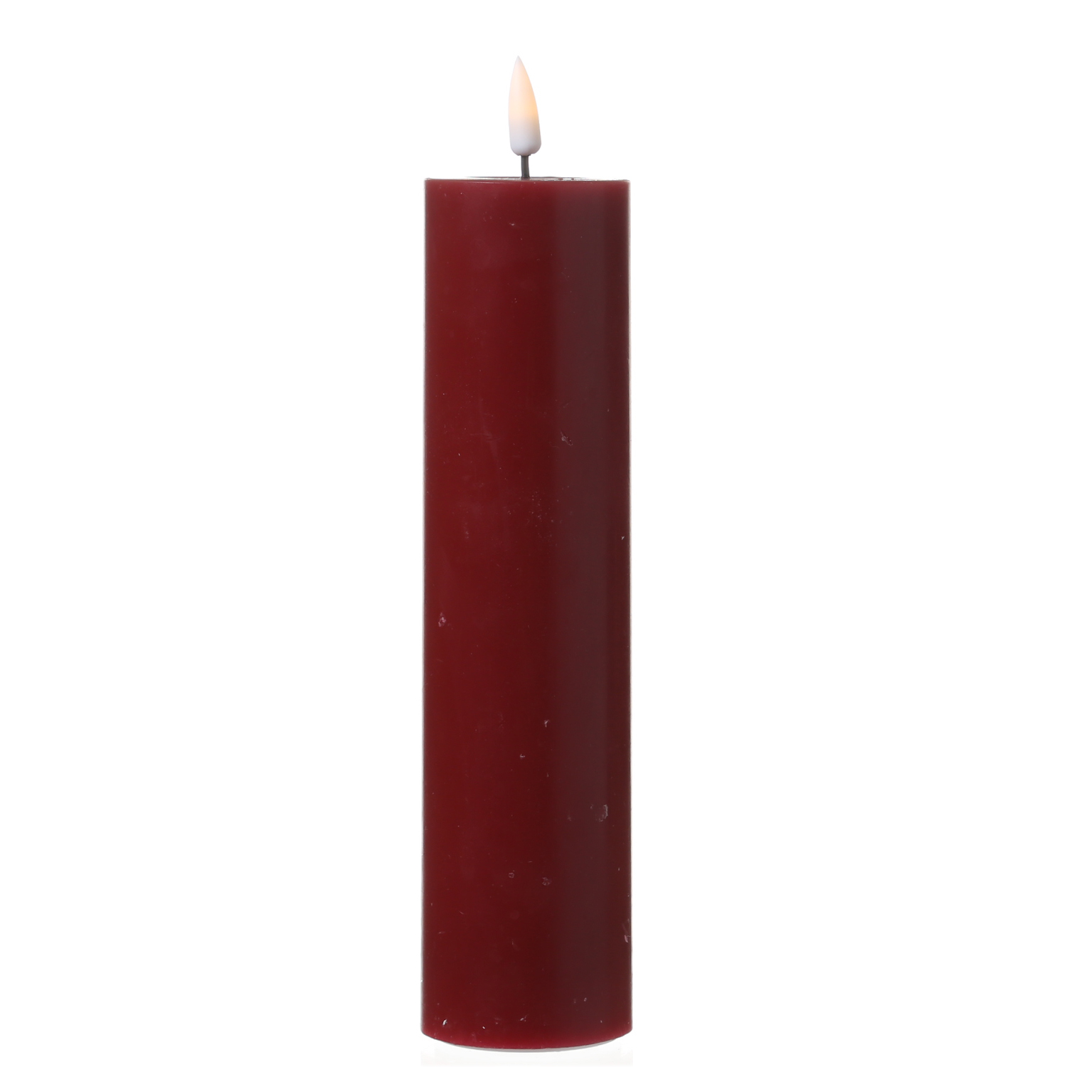 LED Stumpenkerze MIA - Echtwachs - realistische 3D Flamme - H: 20cm - D: 5cm - bordeauxrot LED Stumpenkerze MIA - Echtwachs - realistische 3D Flamme - H: 20cm - D: 5cm - bordeauxrot