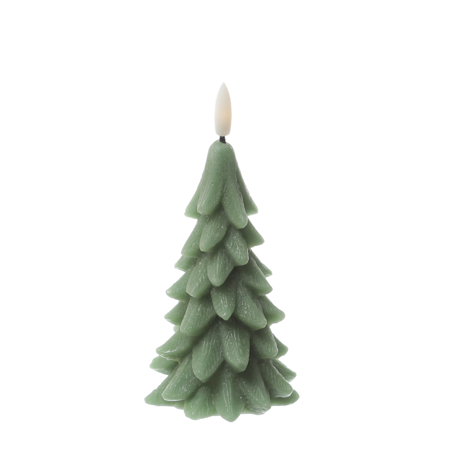 LED Kerze Tannenbaum - Echtwachs - 3D Flamme - inkl. Batterie - H: 16cm - Timer - grün LED Kerze Tannenbaum - Echtwachs - 3D Flamme - inkl. Batterie - H: 16cm - Timer - grün