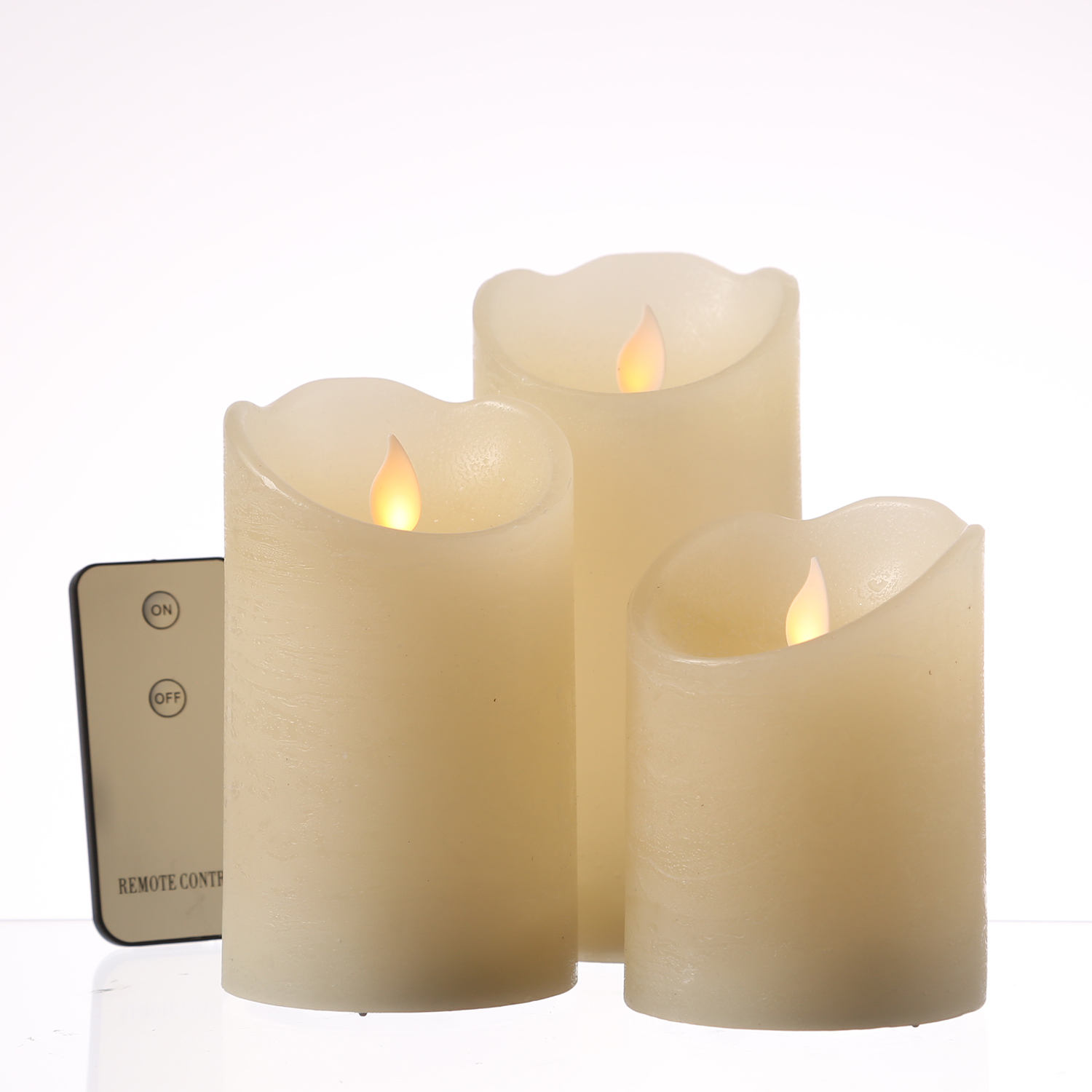 LED Kerzenset M-TWINKLE - Echtwachs - mechanisch bewegte Flamme - Fernbedienung - creme - 3er Set LED Kerzenset M-TWINKLE - Echtwachs - mechanisch bewegte Flamme - Fernbedienung - creme - 3er Set