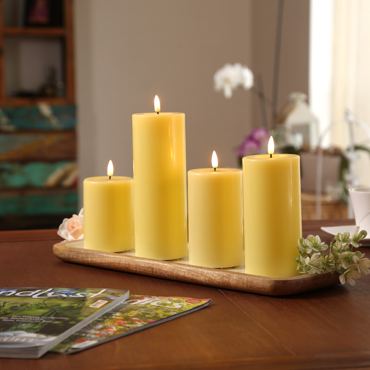 LED Stumpenkerze MIA - Echtwachs - realistische 3D Flamme - H: 12,5cm - Batteriebetrieb - gelb LED Stumpenkerze MIA - Echtwachs - realistische 3D Flamme - H: 12,5cm - Batteriebetrieb - gelb