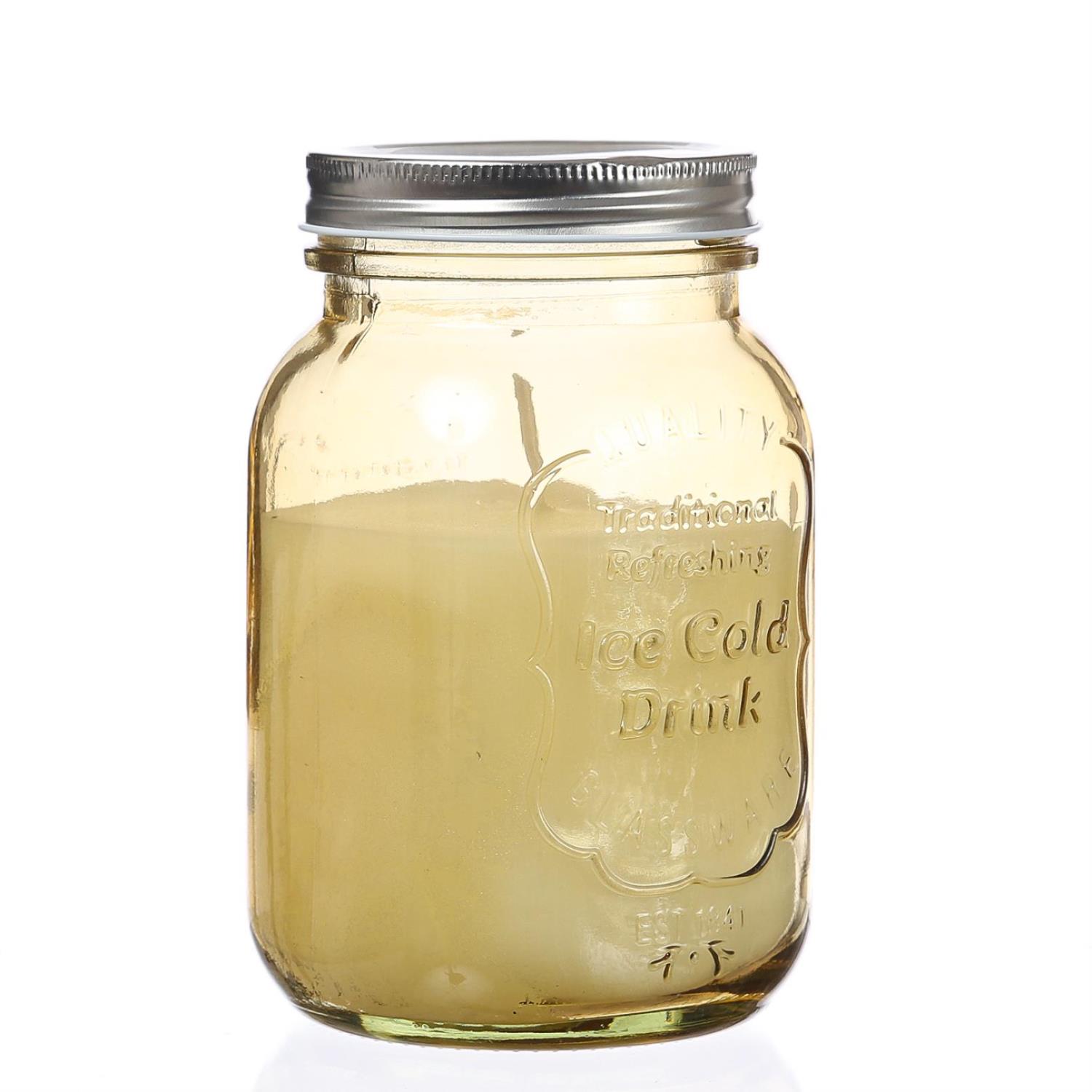Duftkerze CITRONELLA - Echtwachs im Glas mit Deckel - H- 16-5cm - gegen Stechmuecken - gelb
