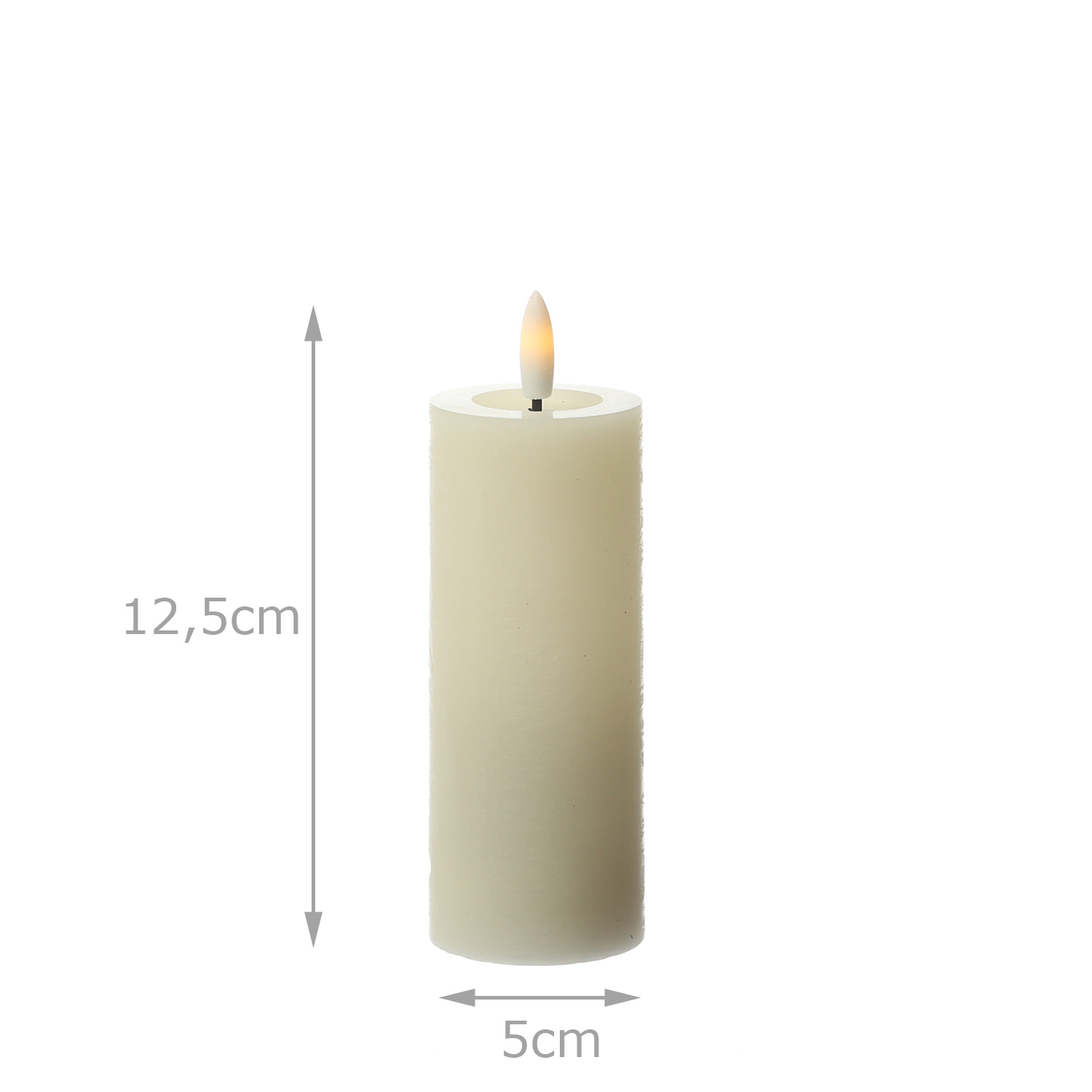 LED Kerzenset LINA - Rustik-Optik - Echtwachs - H: 12,5cm - D: 5cm - Timer - creme - 4er Set