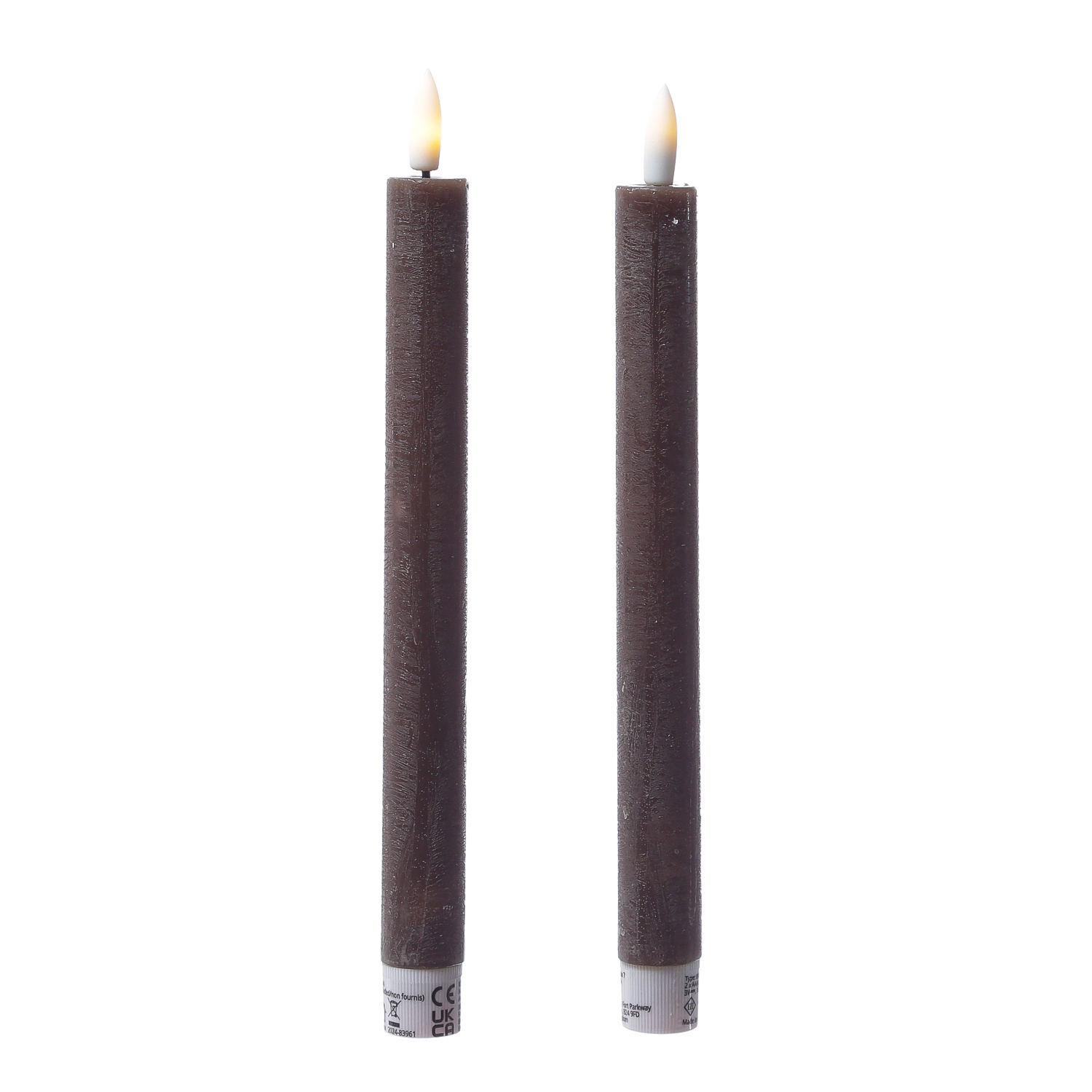 LED Stabkerzen LINA - Rustik-Optik - Echtwachs - 3D Flamme - H: 24cm - Timer - braun - 2er Set LED Stabkerzen LINA - Rustik-Optik - Echtwachs - 3D Flamme - H: 24cm - Timer - braun - 2er Set